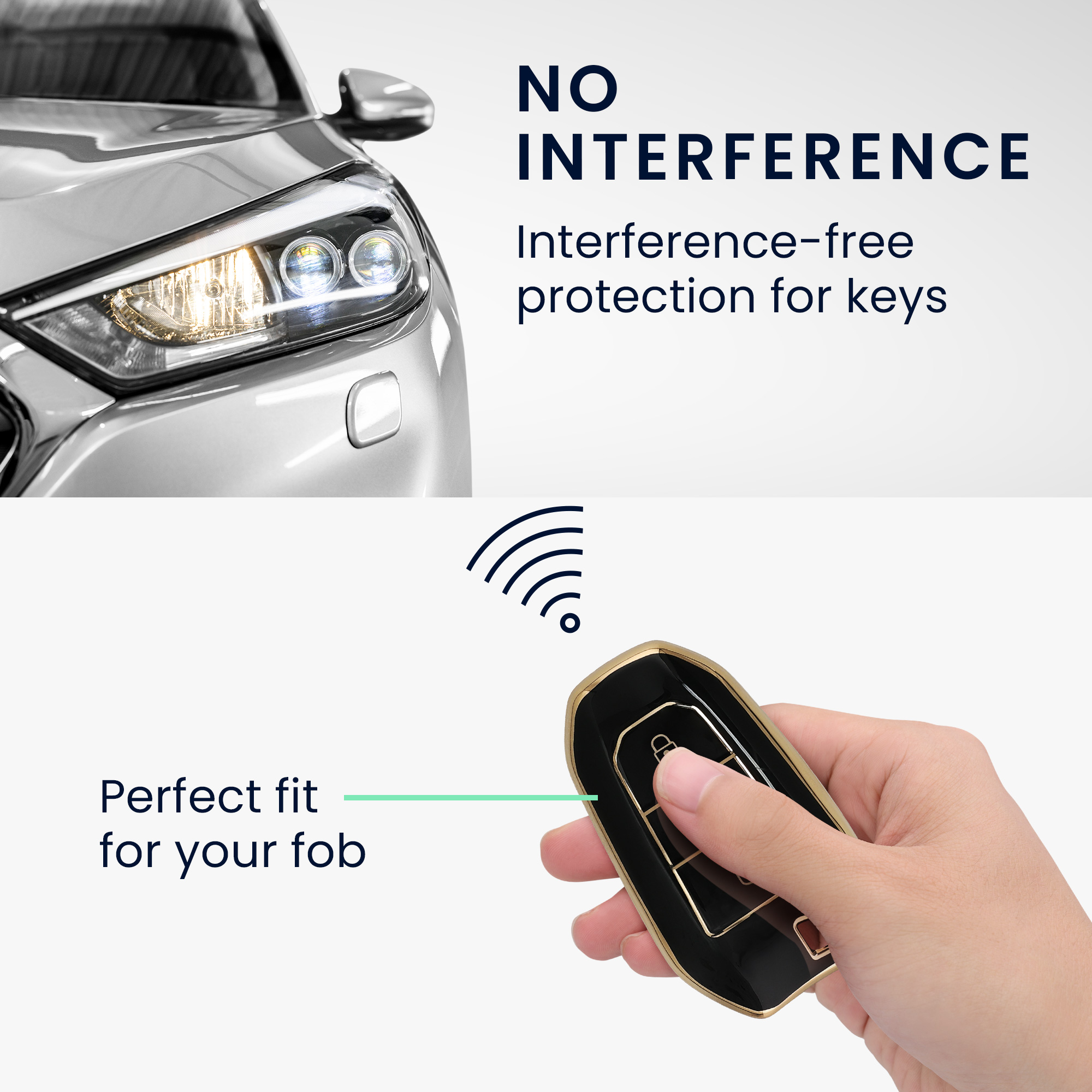 Pouzdro na klíč od auta kwmobile pro Opel 3 Button Car Key Smart Key only Keyless Go, černá / zlatá