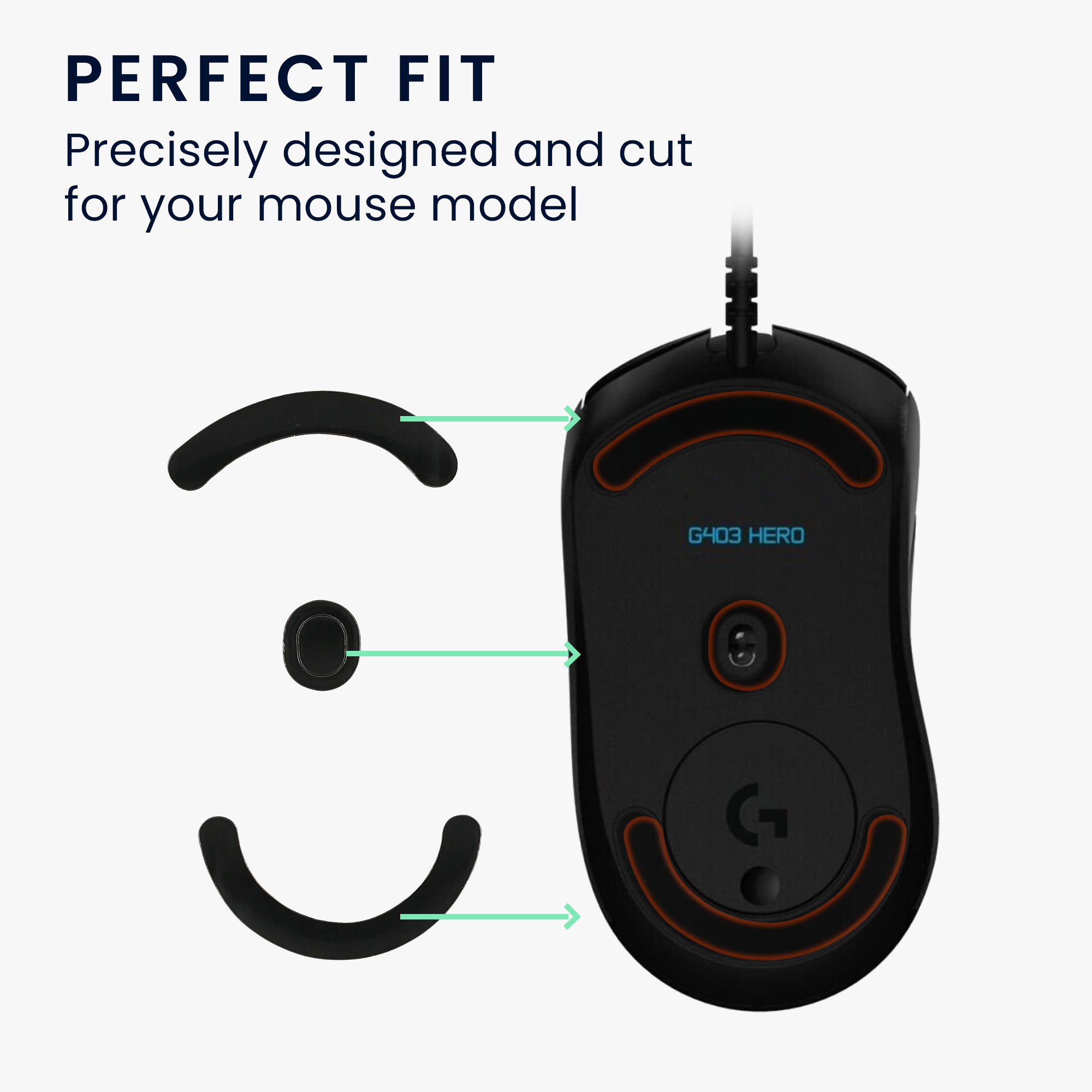 Náhradní kluzáky herní myš Logitech G403 / G603 / G703 kwmobile černá