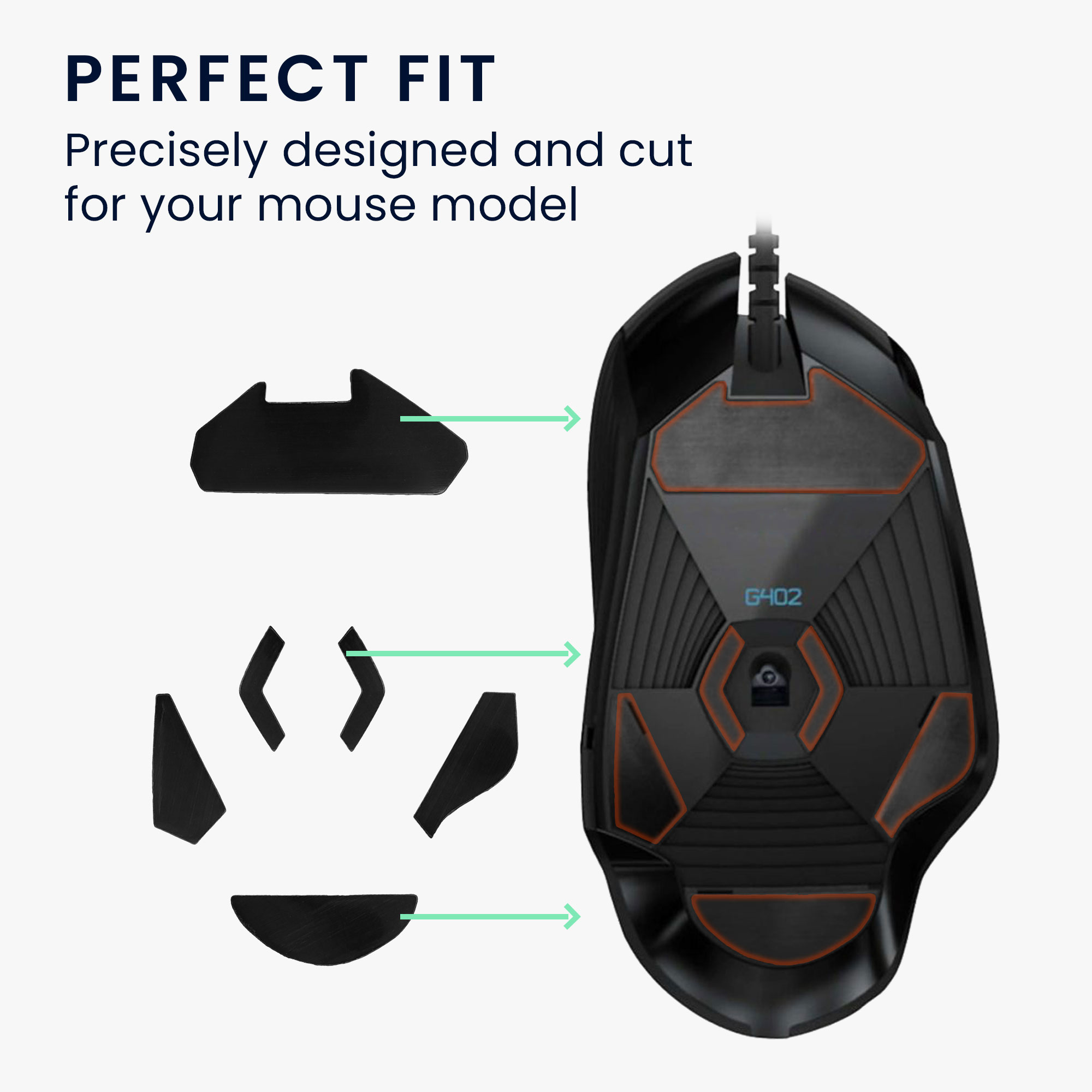 Náhradní nožičky na myš pro Logitech G402 Computer Mouse Skates Sticker kwmobile - černá