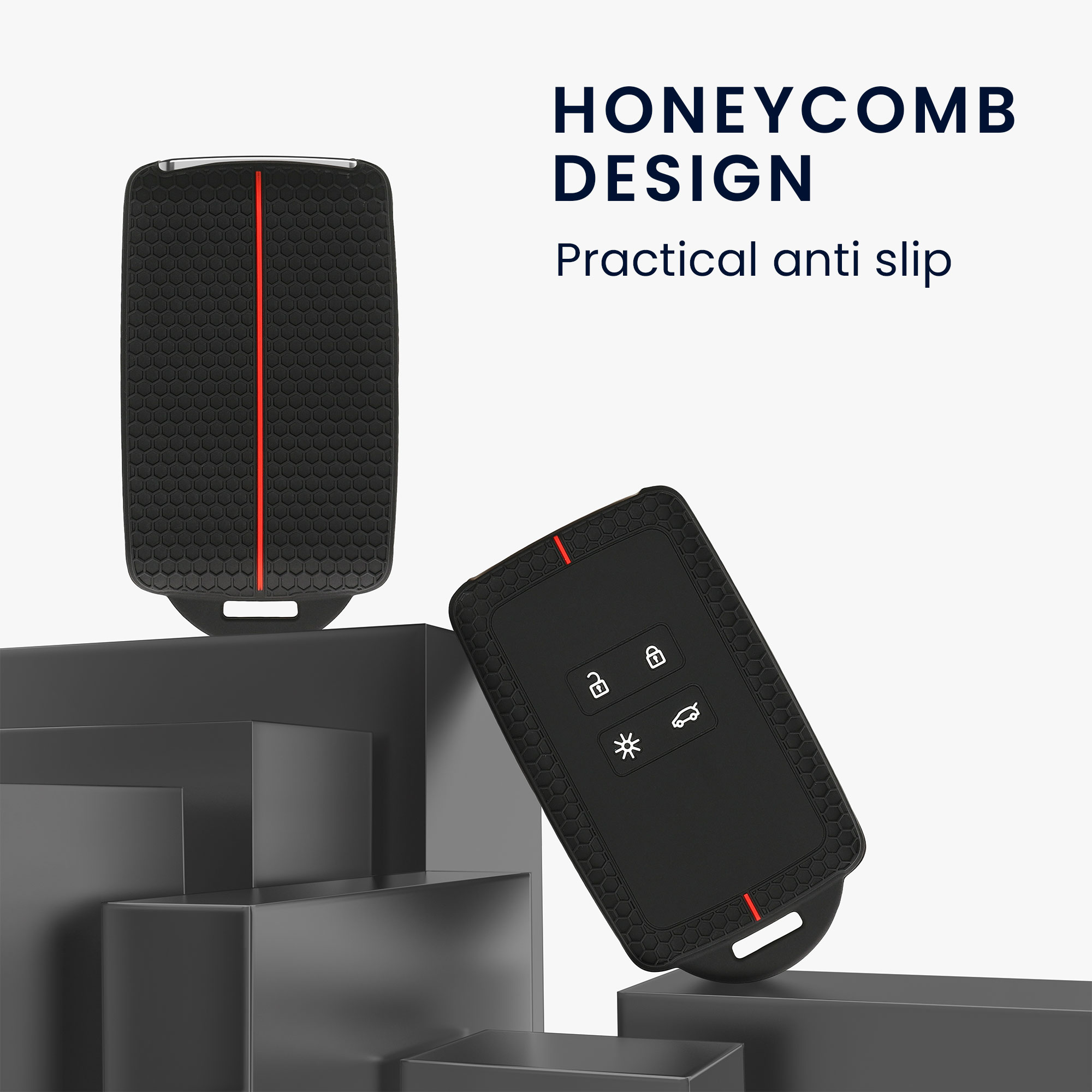 Silikonové pouzdro na klíč od auta pro Renault klíč se 4 tlačítky Smart Key (pouze Keyless Go) kwmobile - černá / červená