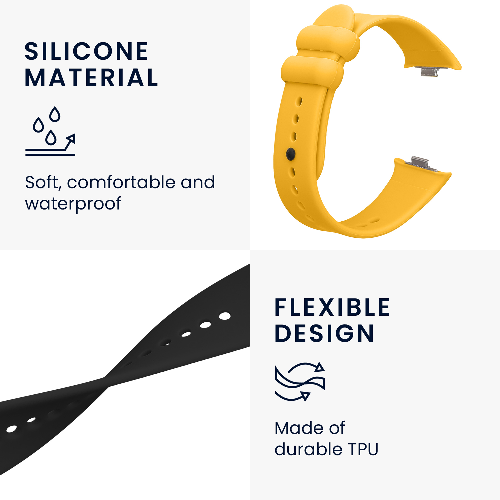 Řemínky pro Xiaomi Redmi Watch 4 / Watch 5 / Watch 5 eSIM kwmobile silikonové - černá / žlutá