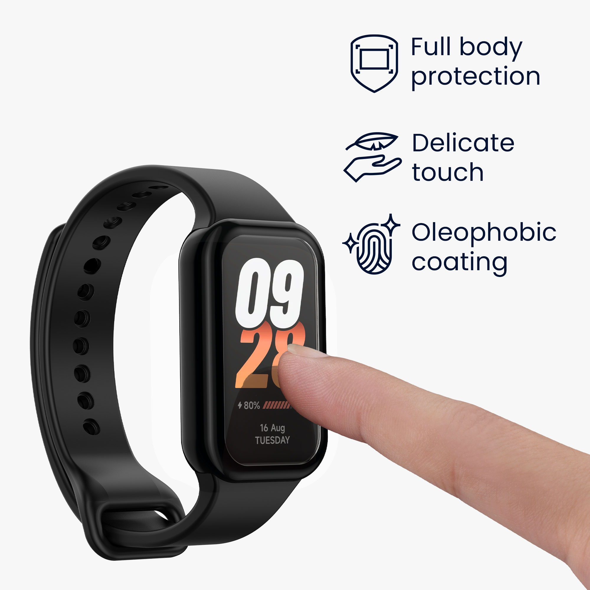 2x Ochranná fólie Xiaomi Smart Band 8 Active / Redmi Band 2 kwmobile - černá / růžově zlatá