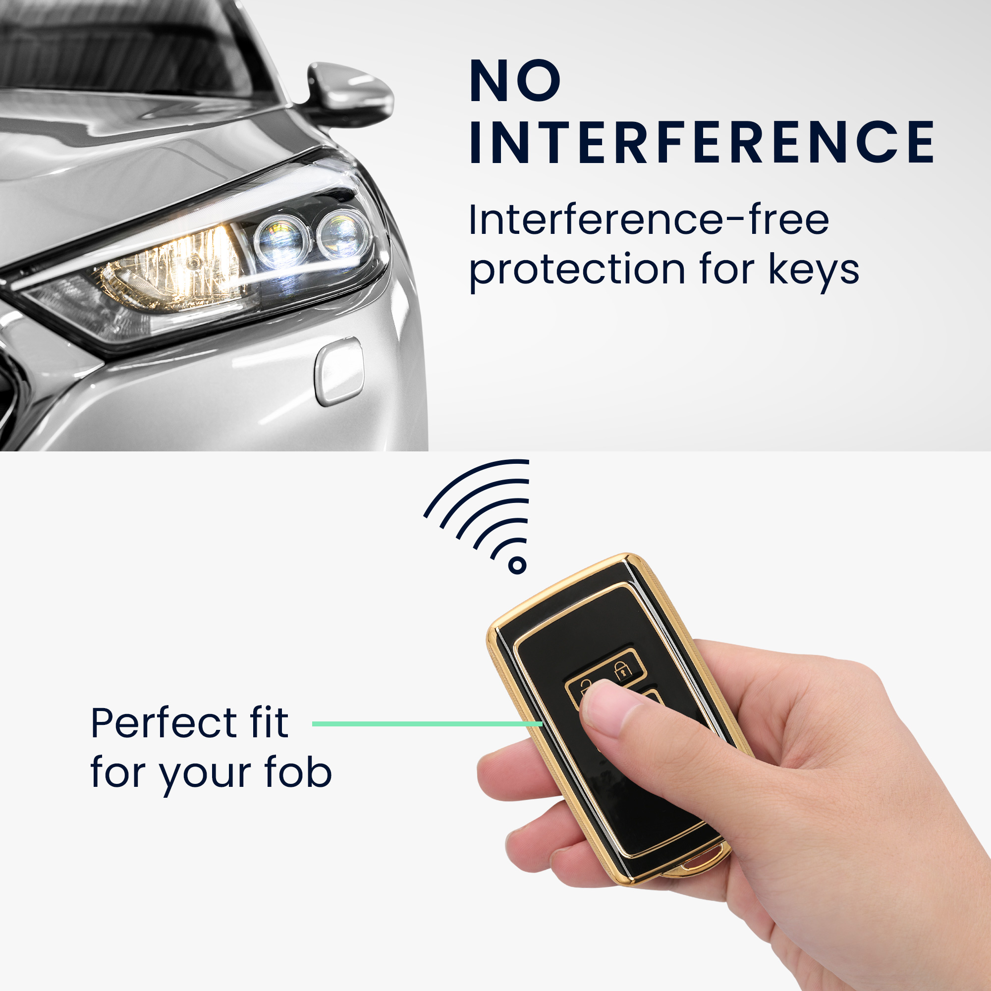 Obal na klíč pro Renault Smart Key se 4 tlačítky (Keyless Go), lehké TPU s protiskluzovým povrchem kwmobile ‑ černá / zlatá