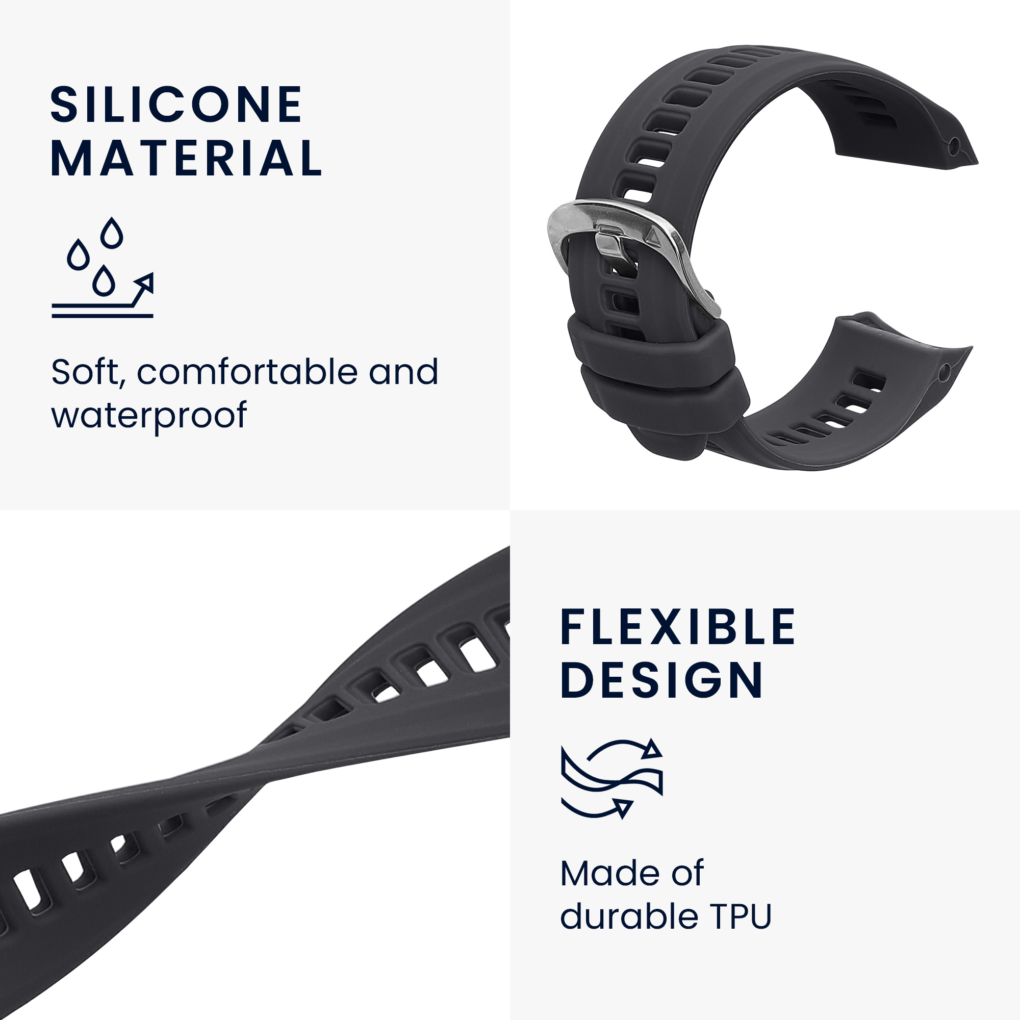 Řemínek pro Garmin Instinct 2S kwmobile silikonové - šedá