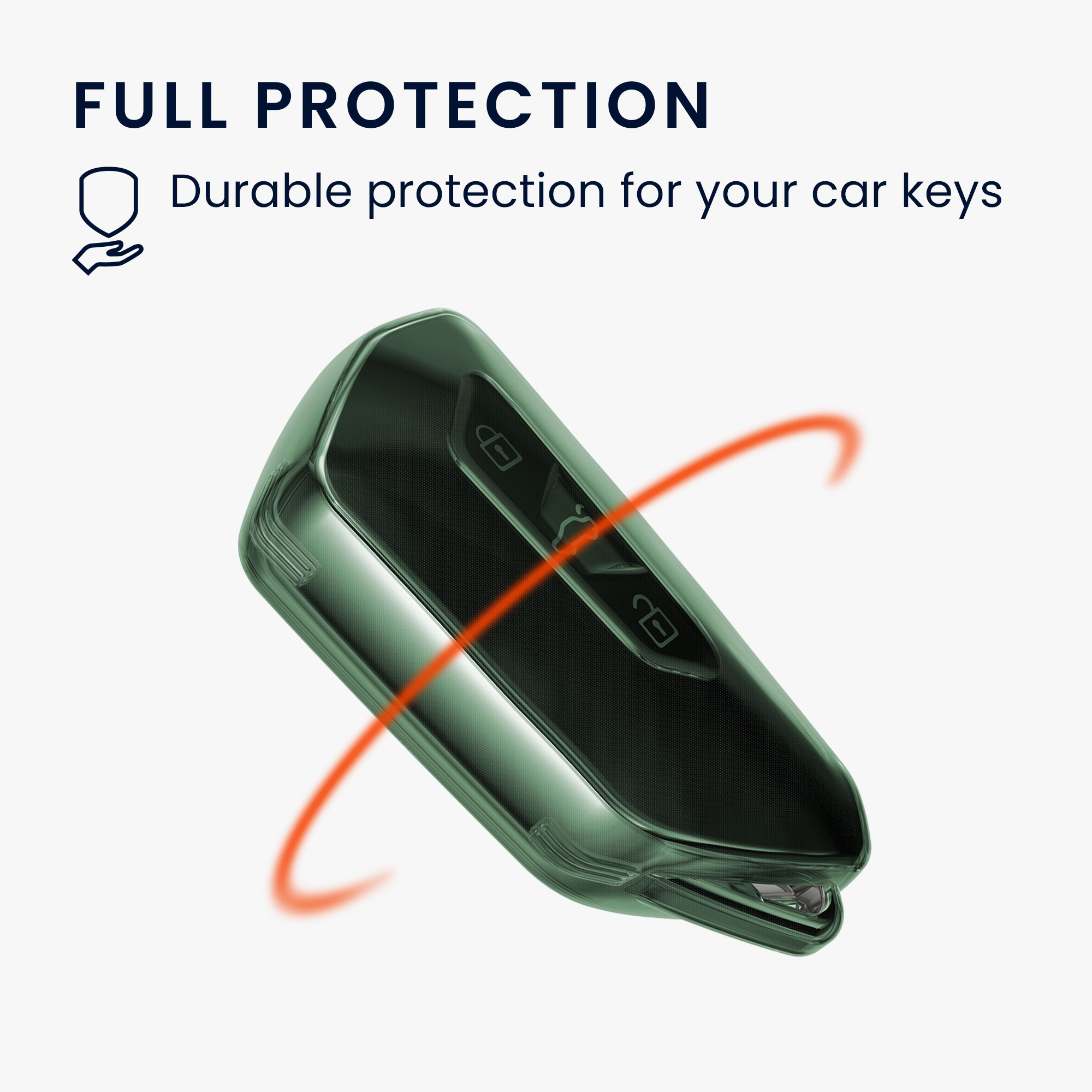 Pouzdro na klíč od auta kwmobile pro VW Golf 8, ID.3/ID.4/ID.5/ID.7, Seat/Škoda/Cupra - zelená / transparentní