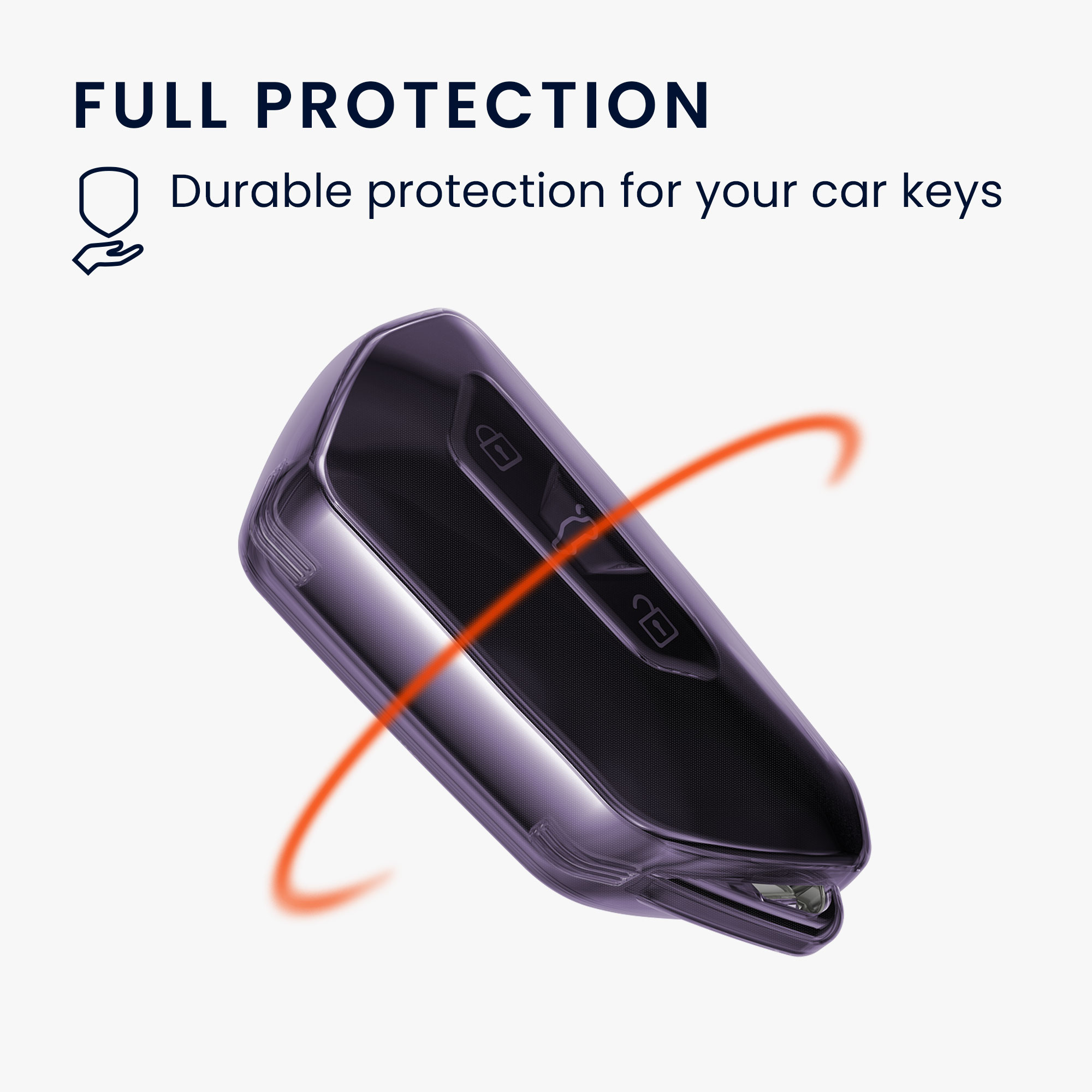 Pouzdro na klíč od auta kwmobile pro VW Golf 8, ID.3/ID.4/ID.5/ID.7, Seat/Škoda/Cupra - fialová / transparentní