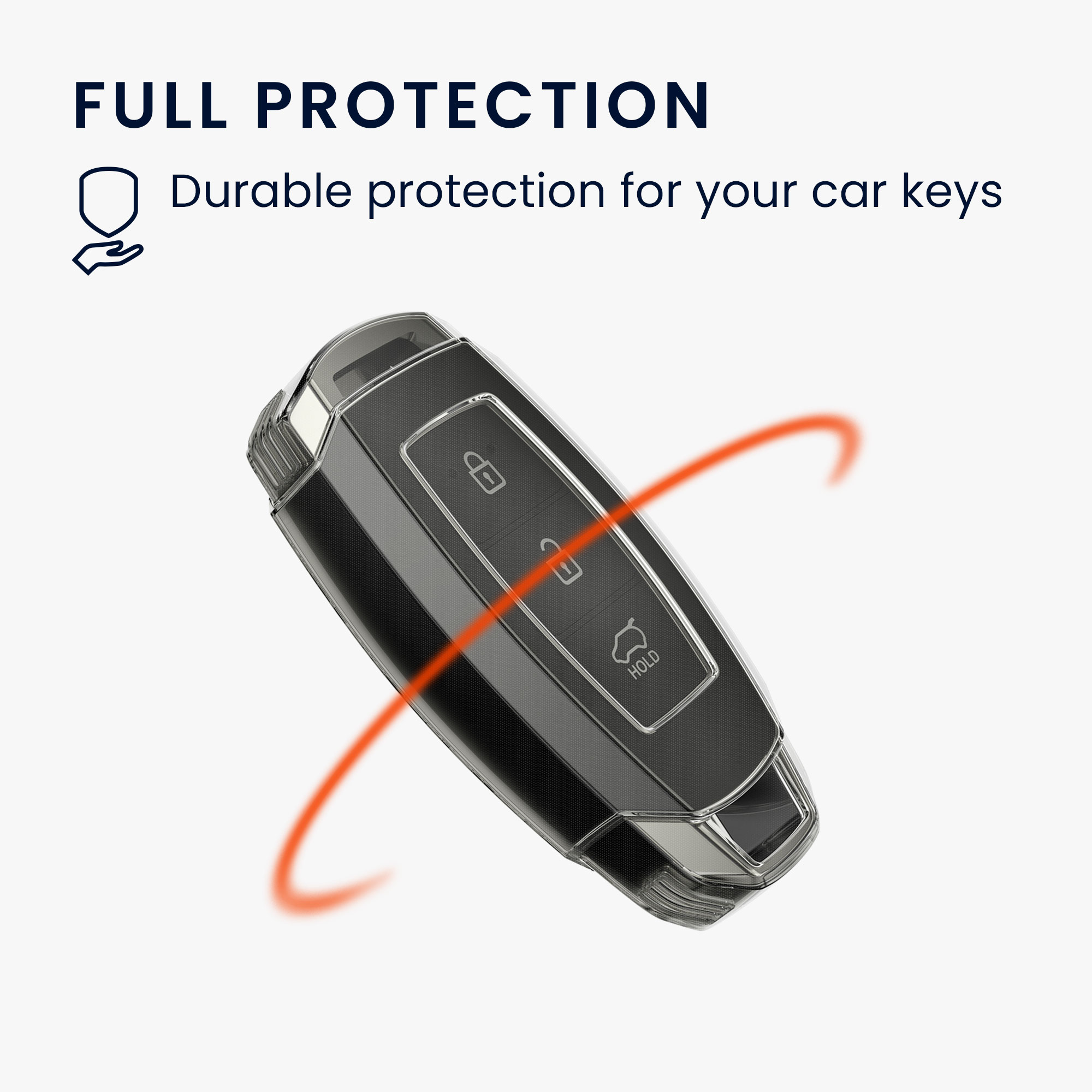 Obal na klíč pro Hyundai se 3 tlačítky Keyless Go, měkké protiskluzové TPU odolné proti poškrábání kwmobile ‑ černá / čirá