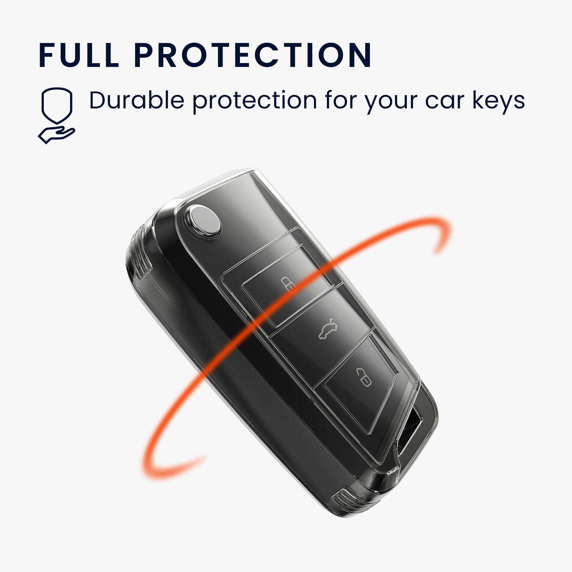 Pouzdro na klíč kwmobile pro VW Golf 7 MK7 3tlačítkový klíč - transparentní