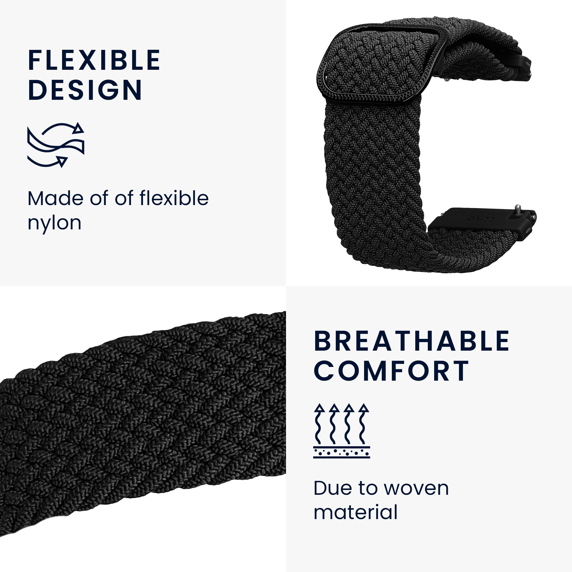 Řemínek 22mm Amazfit Bip 6/Bip 5 Unity/Bip 5/GTS 3/Balance 2... 22mm kwmobile nylon černý