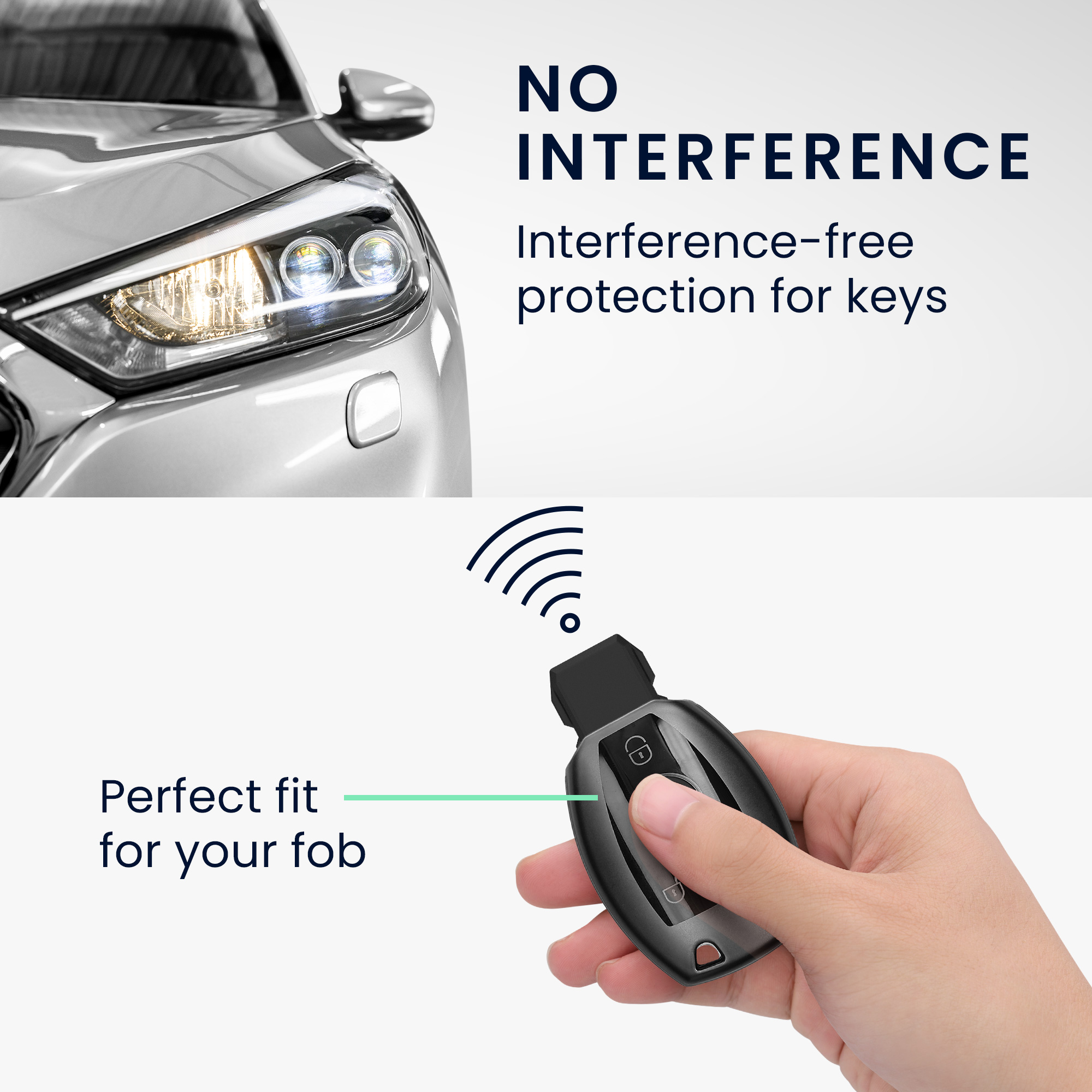 Pouzdro na klíč od auta kwmobile Mercedes-Benz 3 tlačítka Smart Key, černá matná / černá