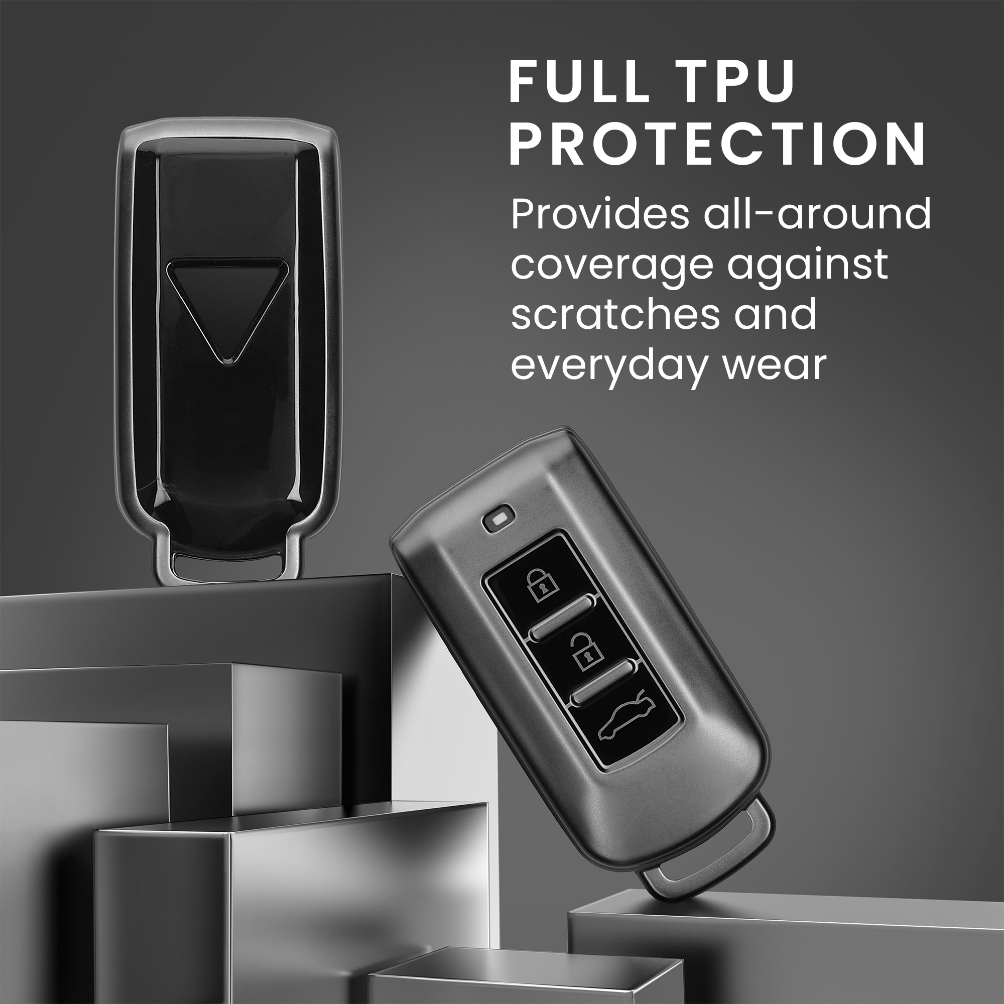 Pouzdro na autoklíč kwmobile pro Mitsubishi 3-button - Matná černá / černá