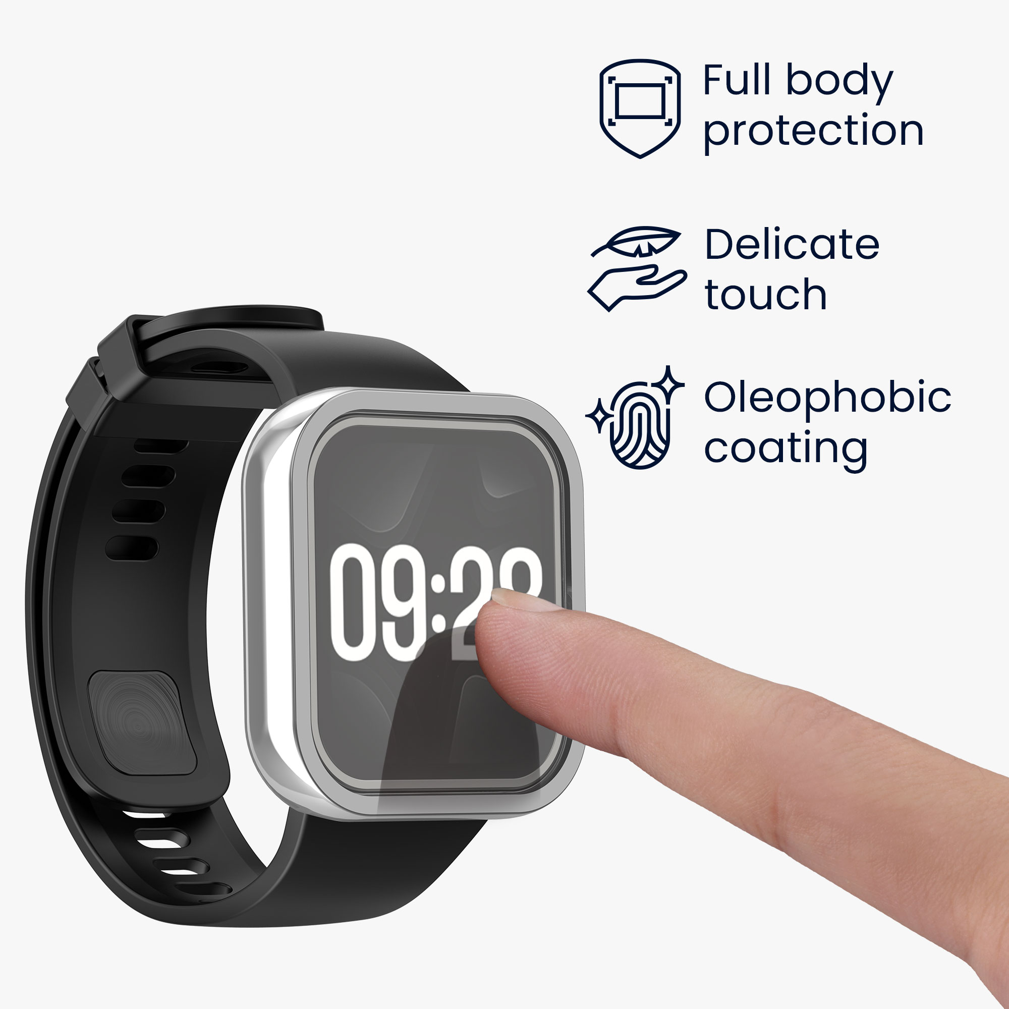 kwmobile ochranný kryt na chytré hodinky Redmi Watch 4 - černá / stříbrná