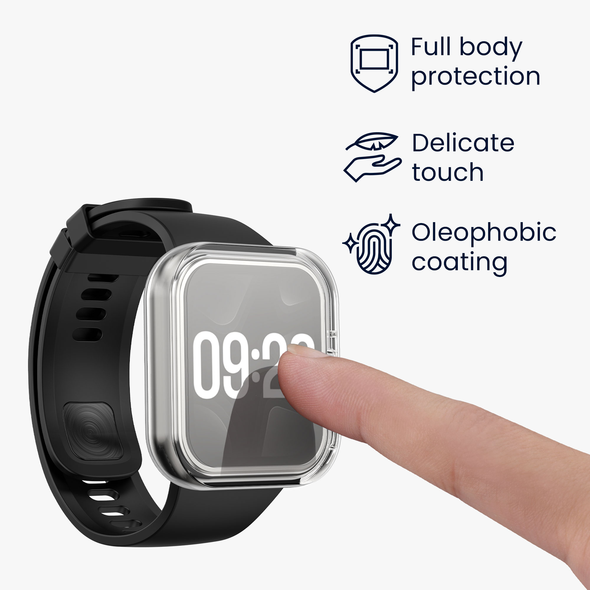 kwmobile ochranný kryt na chytré hodinky Redmi Watch 4 - transparentní / stříbrná