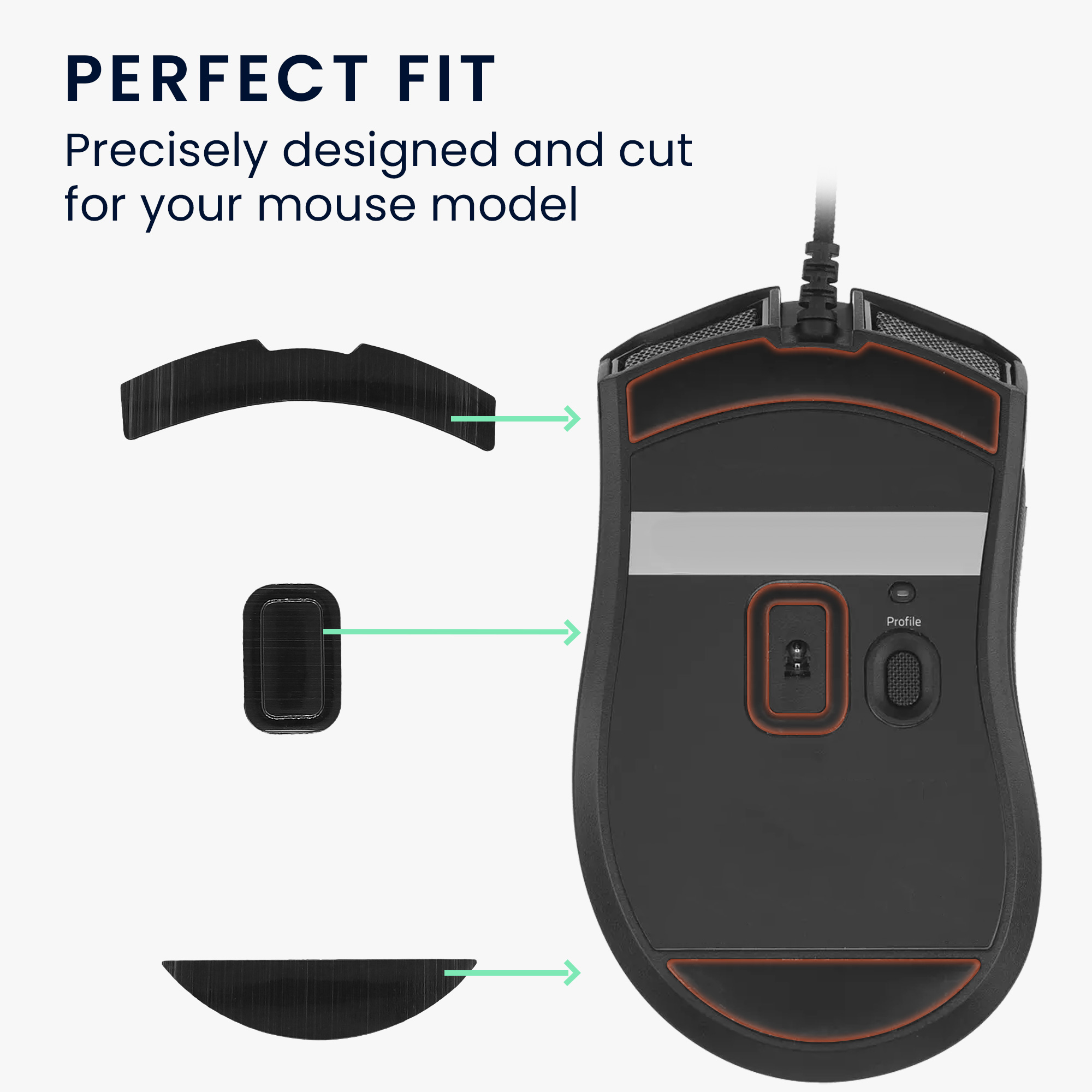 Příslušenství - Razer Mamba Elite Wired Computer Mouse Skates Sticker - kwmobile - černá