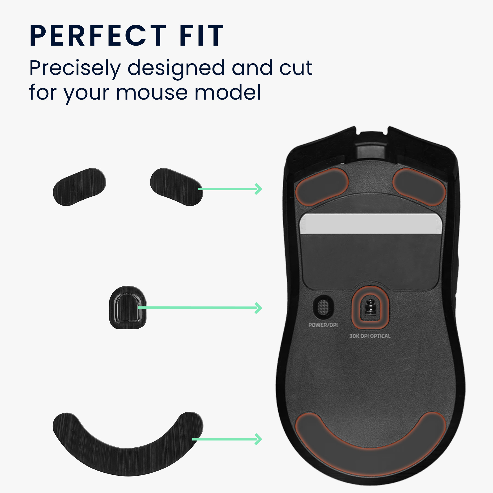 Kluzáky na myš kwmobile pro Razer Viper V2 Pro - černá