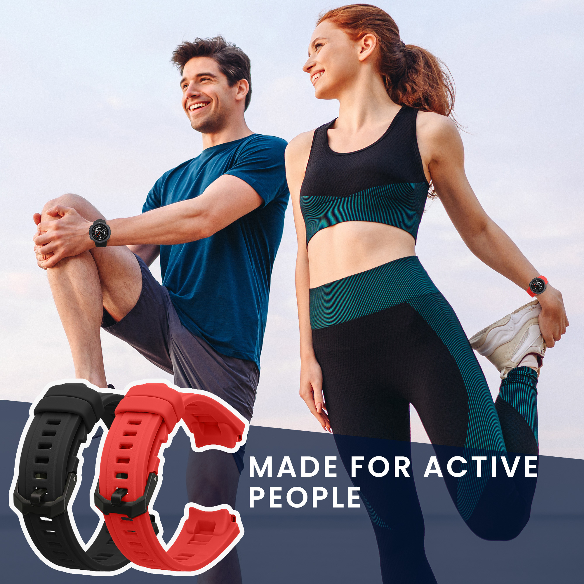 Sada 2 řemínků pro Amazfit Active Edge (A2212) kwmobile - černá a červená