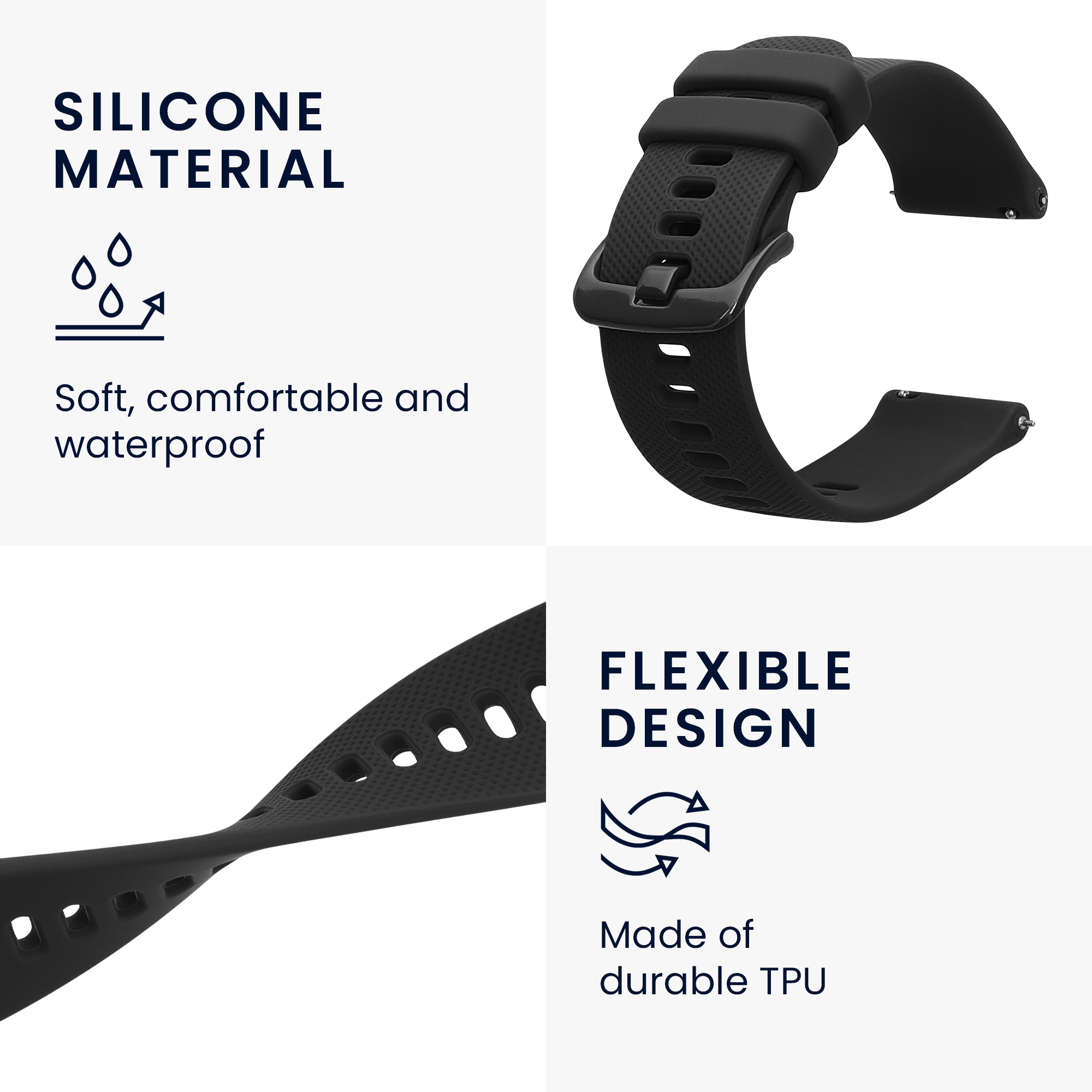 Řemínek 20mm Amazfit Active 2/2 Square/Active Edge/Bip 3/GTS... 20mm kwmobile TPU černý