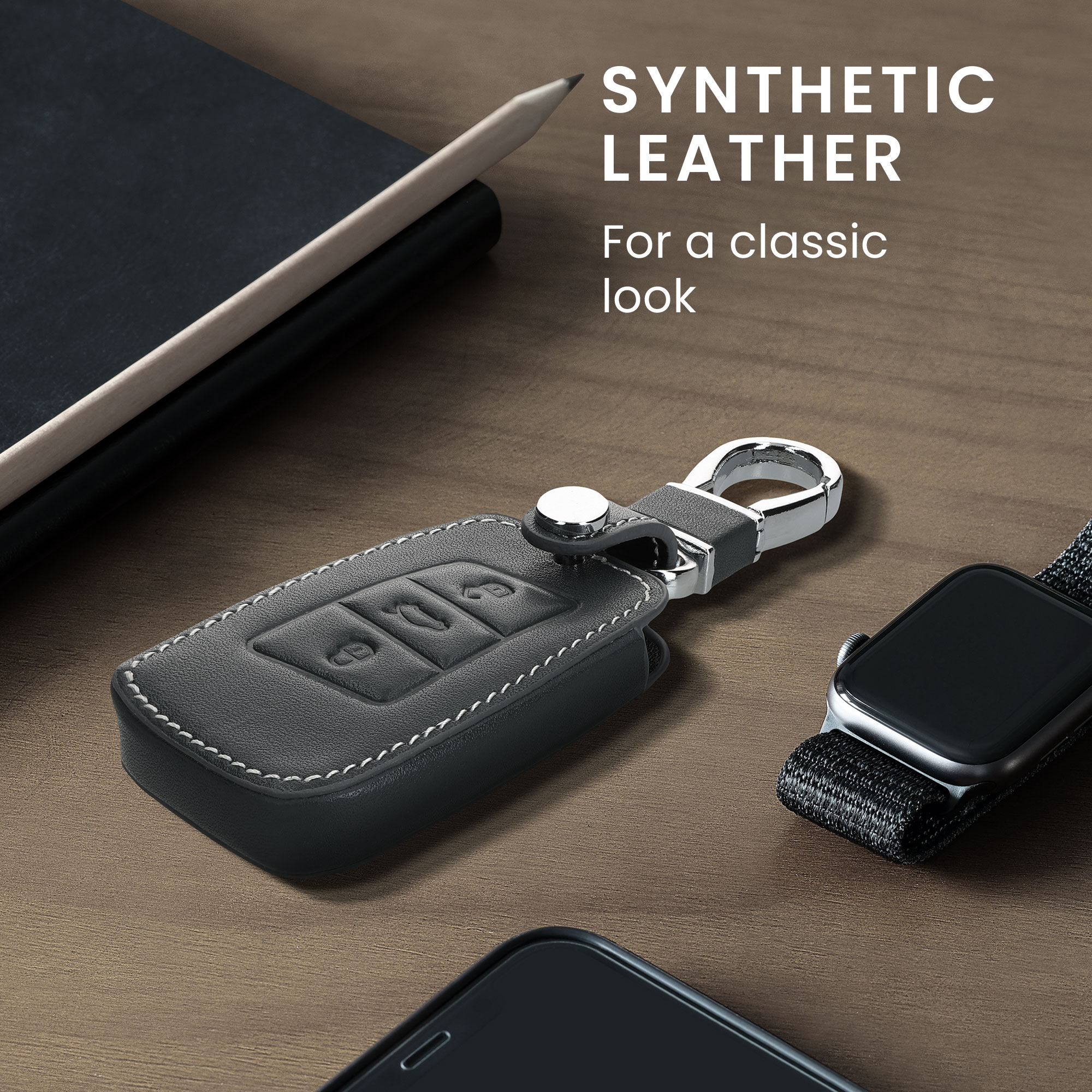 Pouzdro na klíč kwmobile pro VW 3tlačítkový klíč (pouze Keyless Go) - antracitová