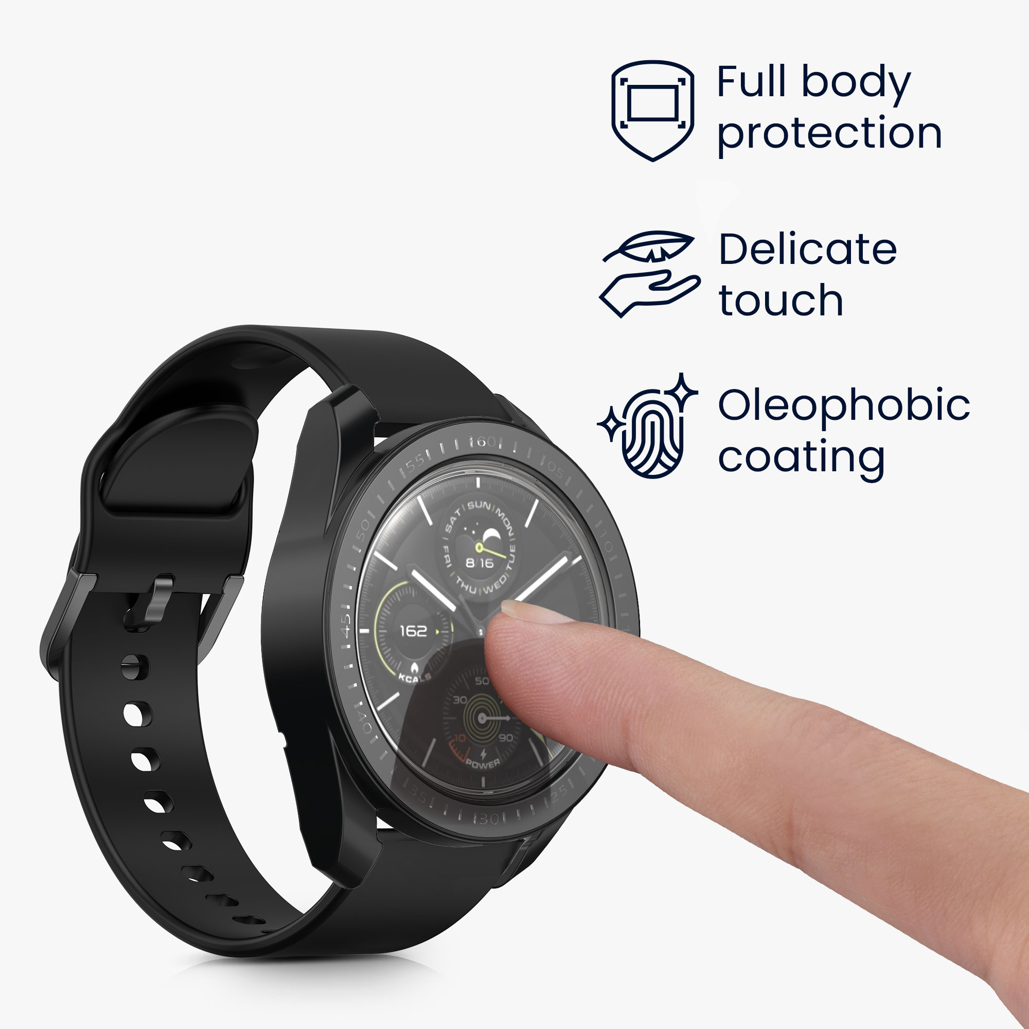 Ochranný kryt se sklem na hodinky kwmobile pro Xiaomi Watch S3, černá / stříbrná, 2 ks