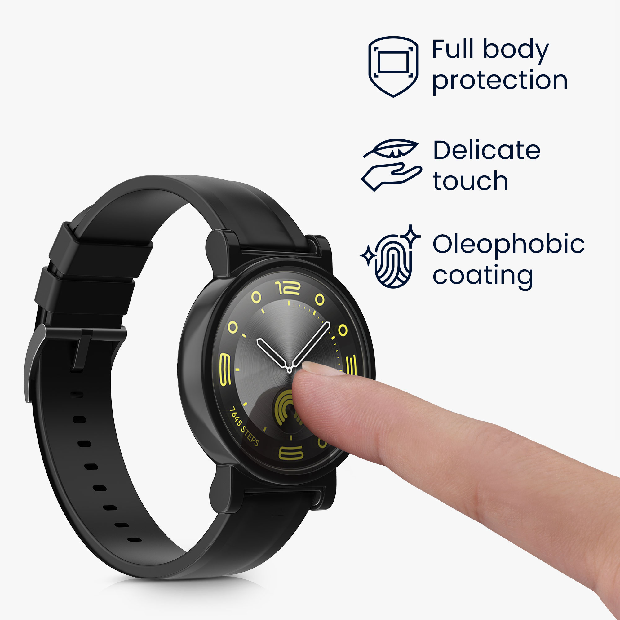 2x obal s ochranným sklem pro Huawei Watch GT4 41mm kwmobile silikonové - černá / stříbrná