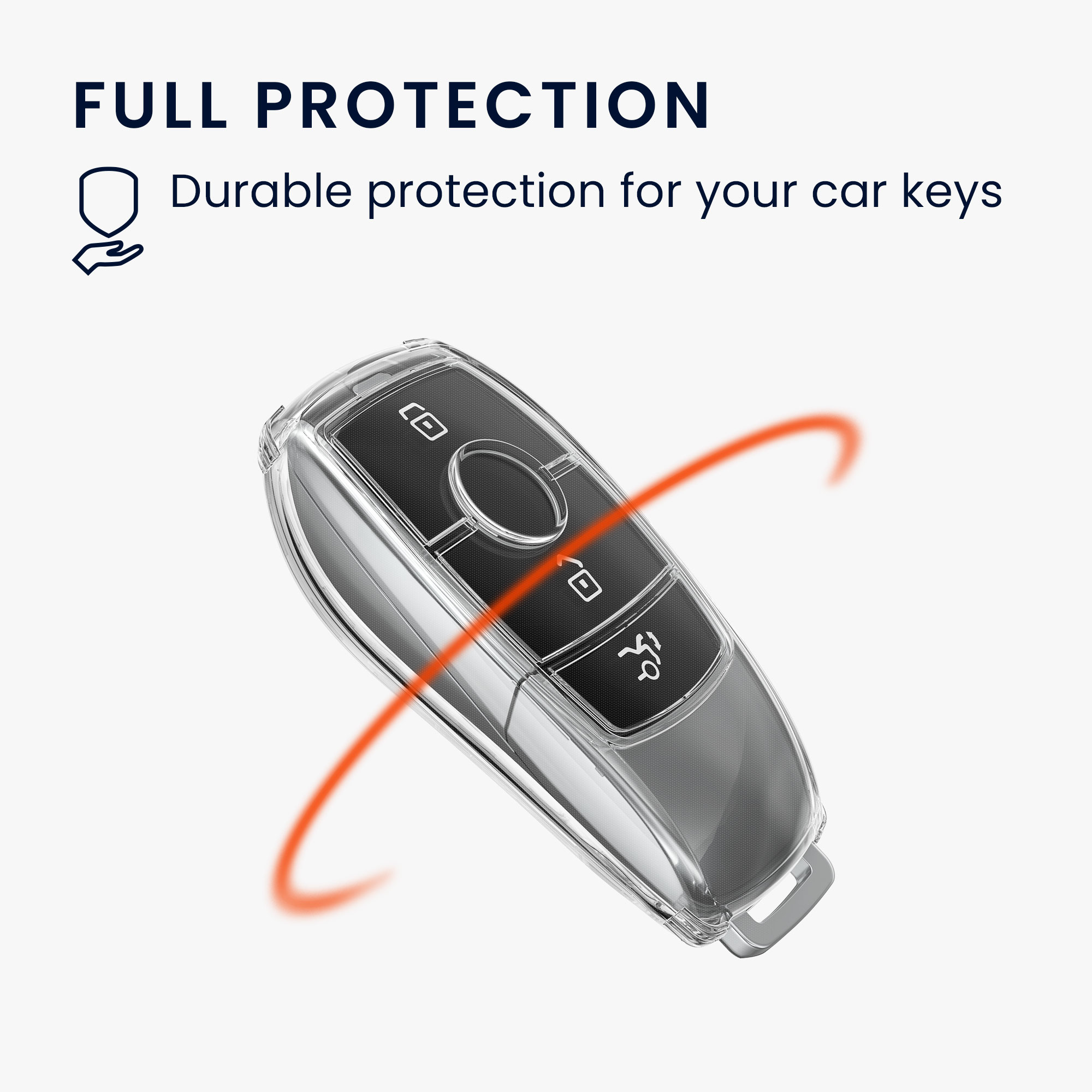 Obal na klíč pro Mercedes-Benz Smart Key (pouze Keyless), měkké protiskluzové TPU odolné proti poškrábání kwmobile ‑ čirá