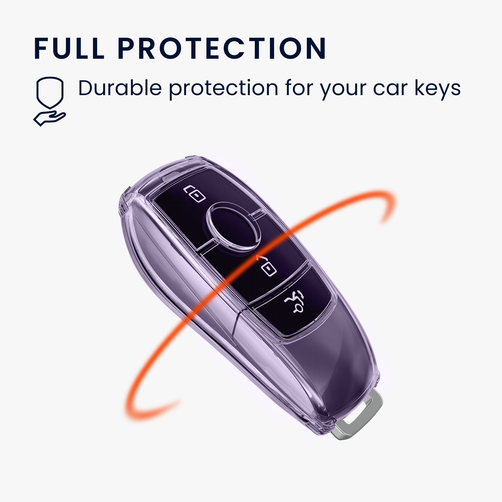 Pouzdro na klíč od auta kwmobile Mercedes-Benz Smart Key Keyless, fialová / transparentní