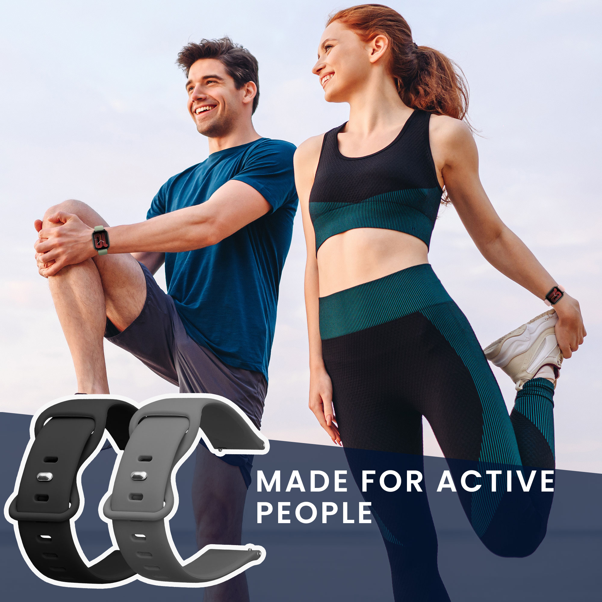 Řemínek 20mm Amazfit Active 2/2 Square/Active Edge/Bip 3/GTS... 20mm kwmobile TPU černý/šedý