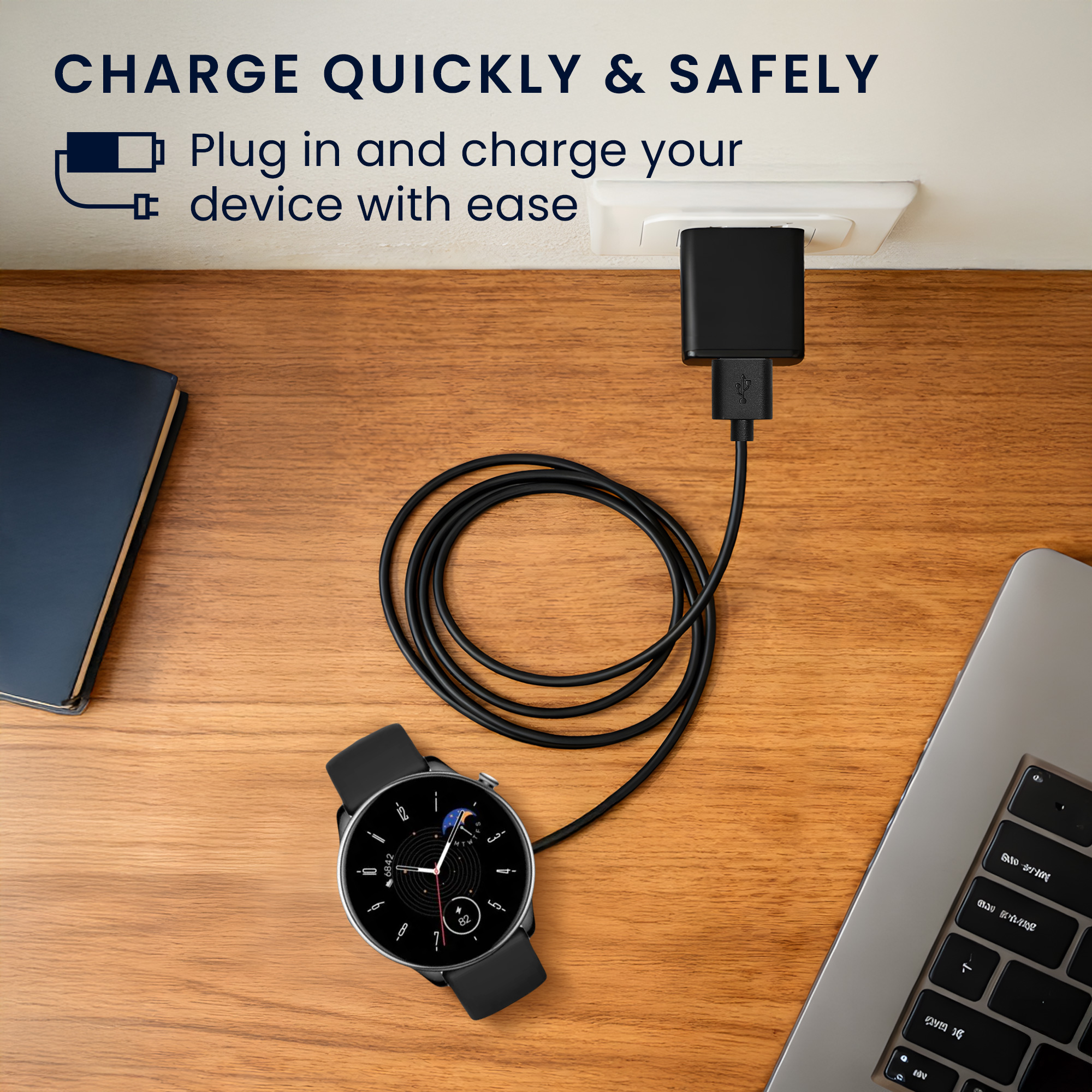 Nabíjecí kabel pro Huawei Amazfit Bip 5 / GTR Mini / Amazfit Active / Active Edge kwmobile - černá