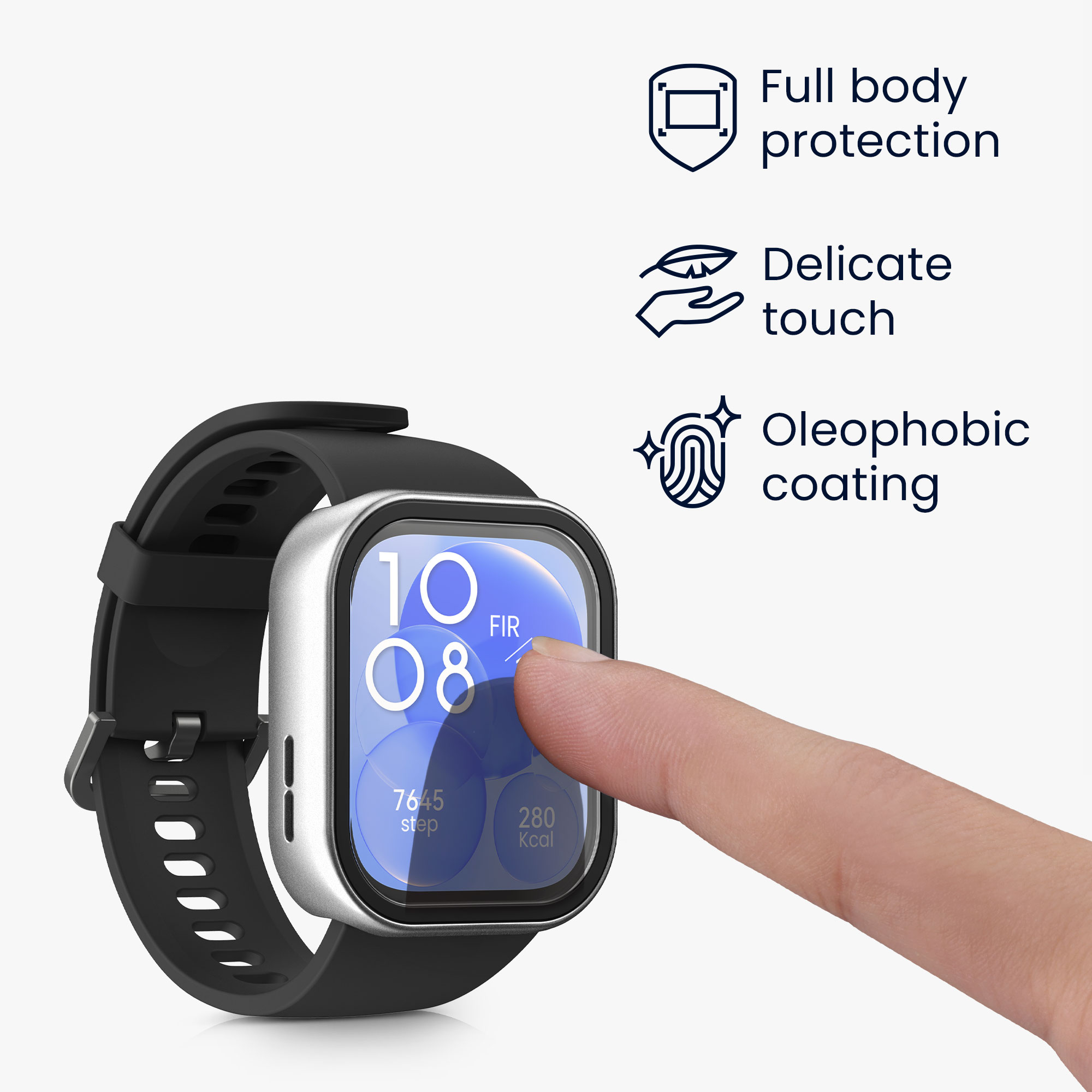 2x obal s ochranným sklem pro Huawei Watch Fit 3 kwmobile - stříbrná / černá