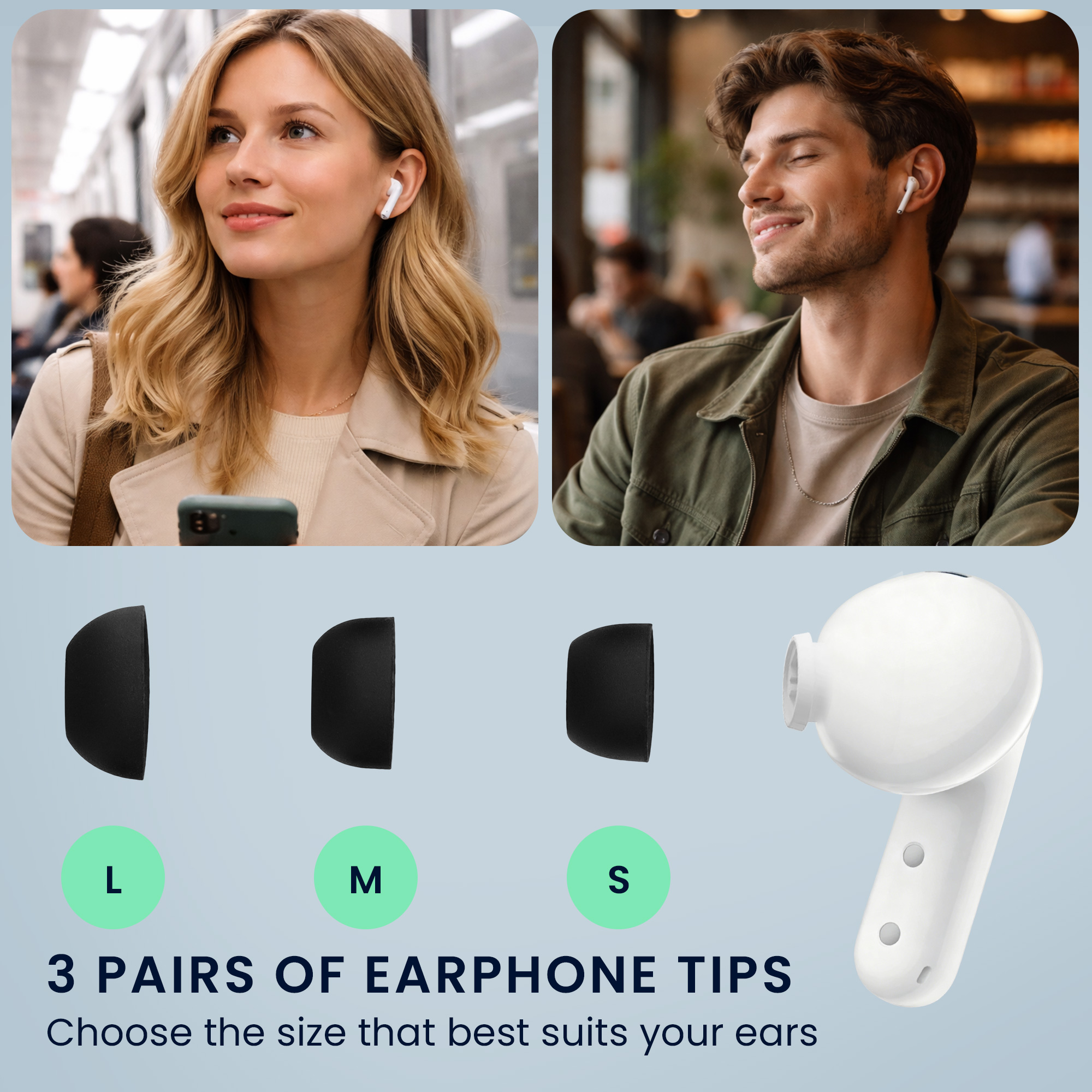 Silikonové špunty náhradní sluchátka Xiaomi Redmi Buds 5 6 ks kwmobile
