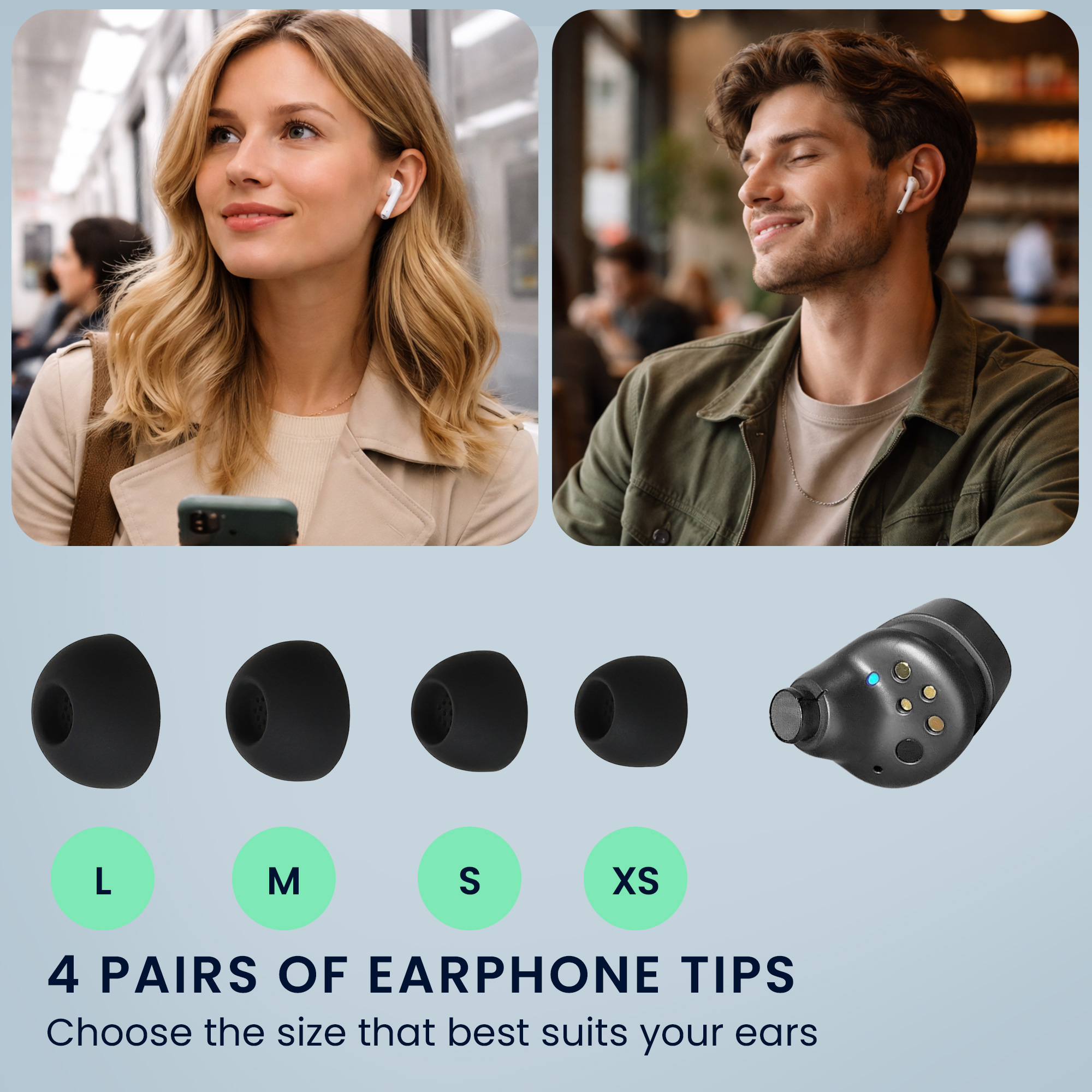 Špunty do sluchátek kwmobile pro Sennheiser MOMENTUM True Wireless 4 - Černá