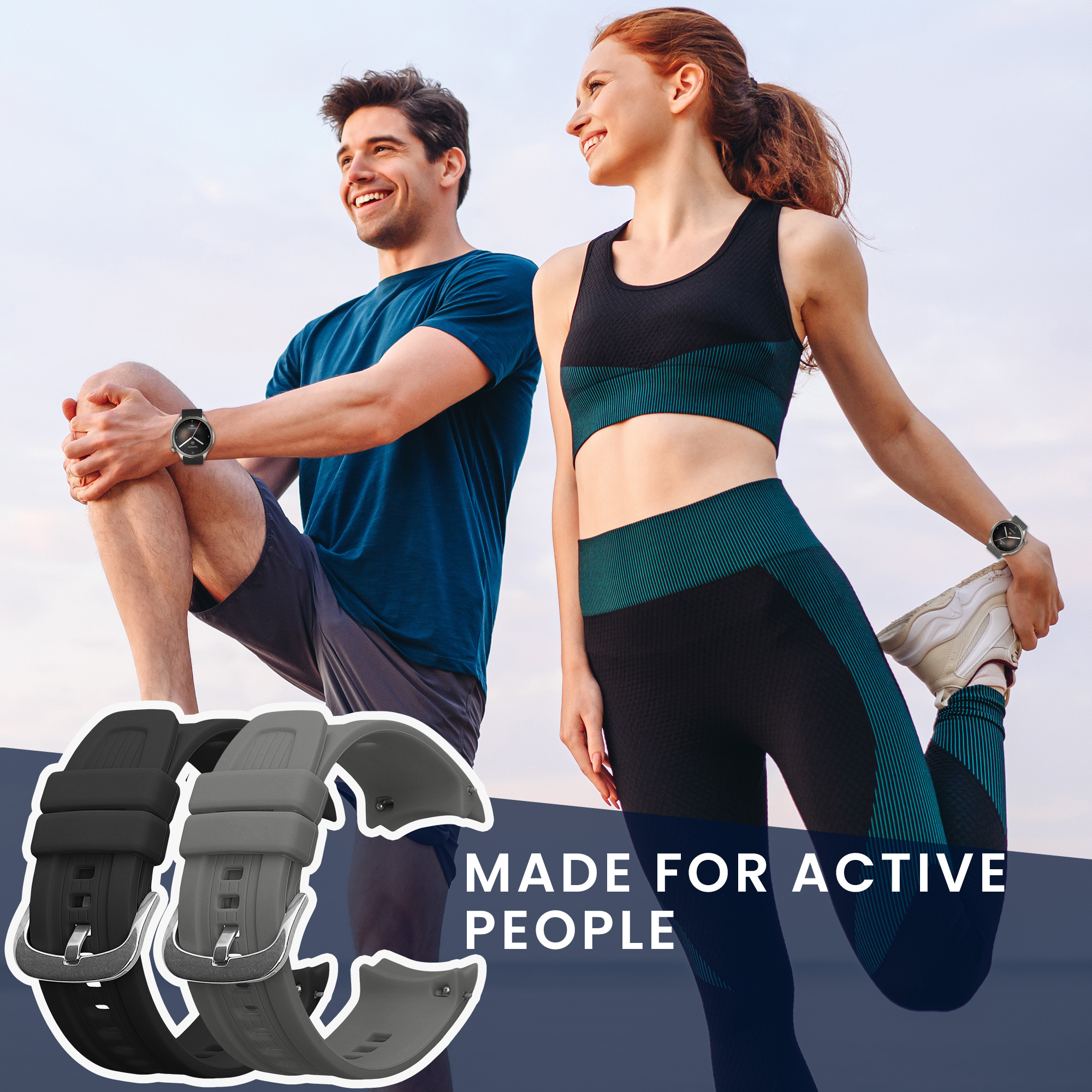 Sada 2 řemínků pro Huami Amazfit Balance A2286 kwmobile - černá a šedá