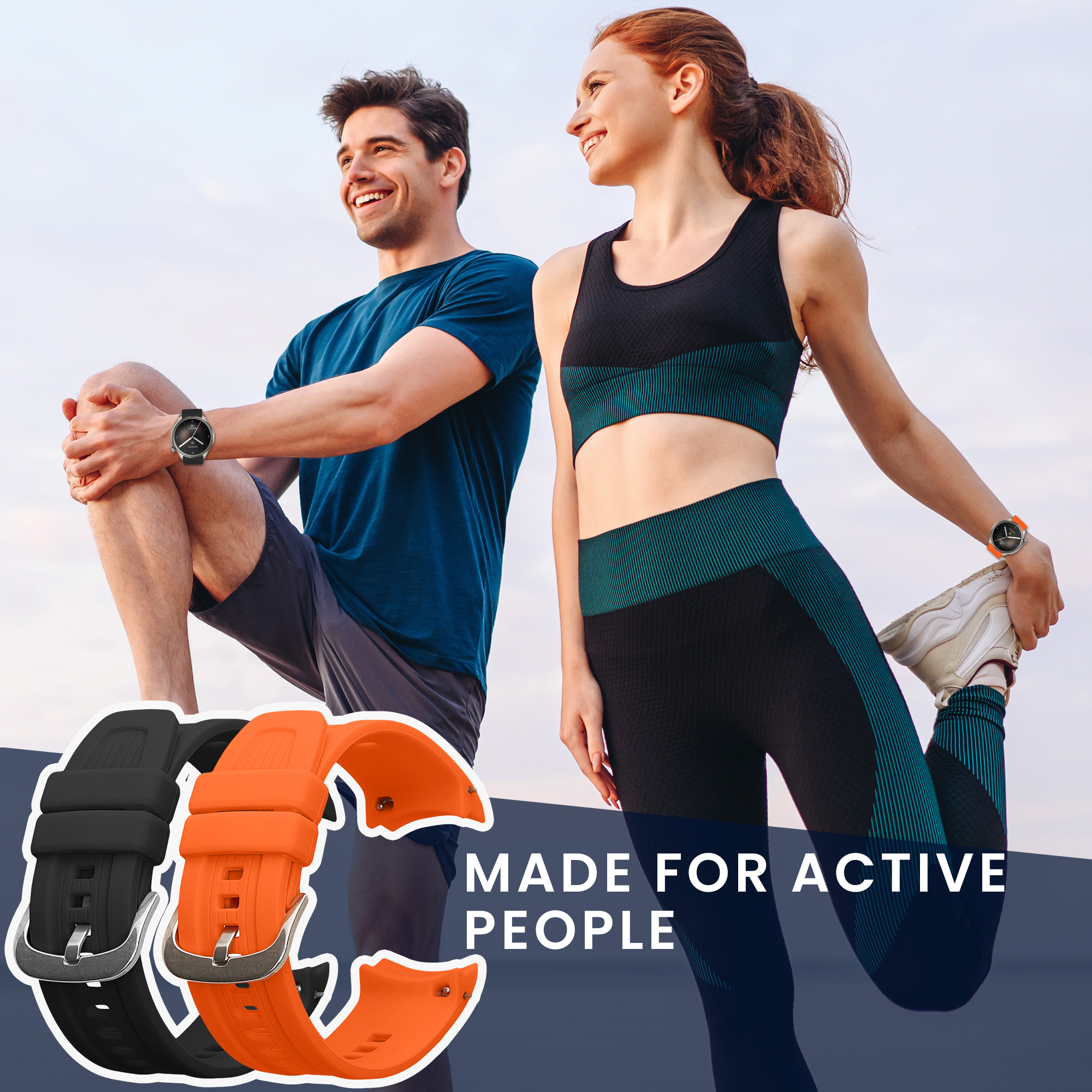 Sada 2 řemínků pro Huami Amazfit Balance A2286 kwmobile - černá a oranžová