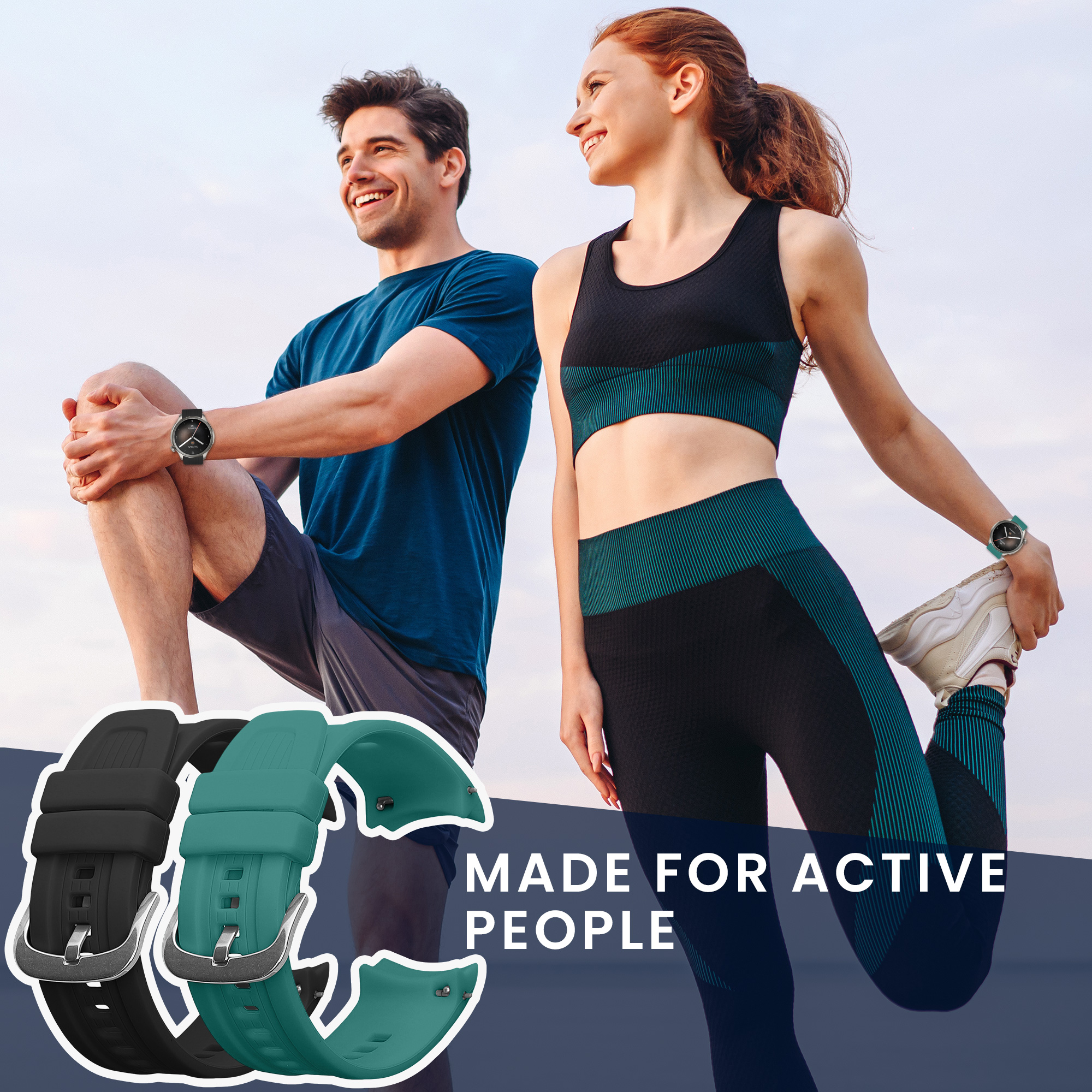 Řemínky pro Huami Amazfit Balance A2286 kwmobile silikonové - černá / zelená