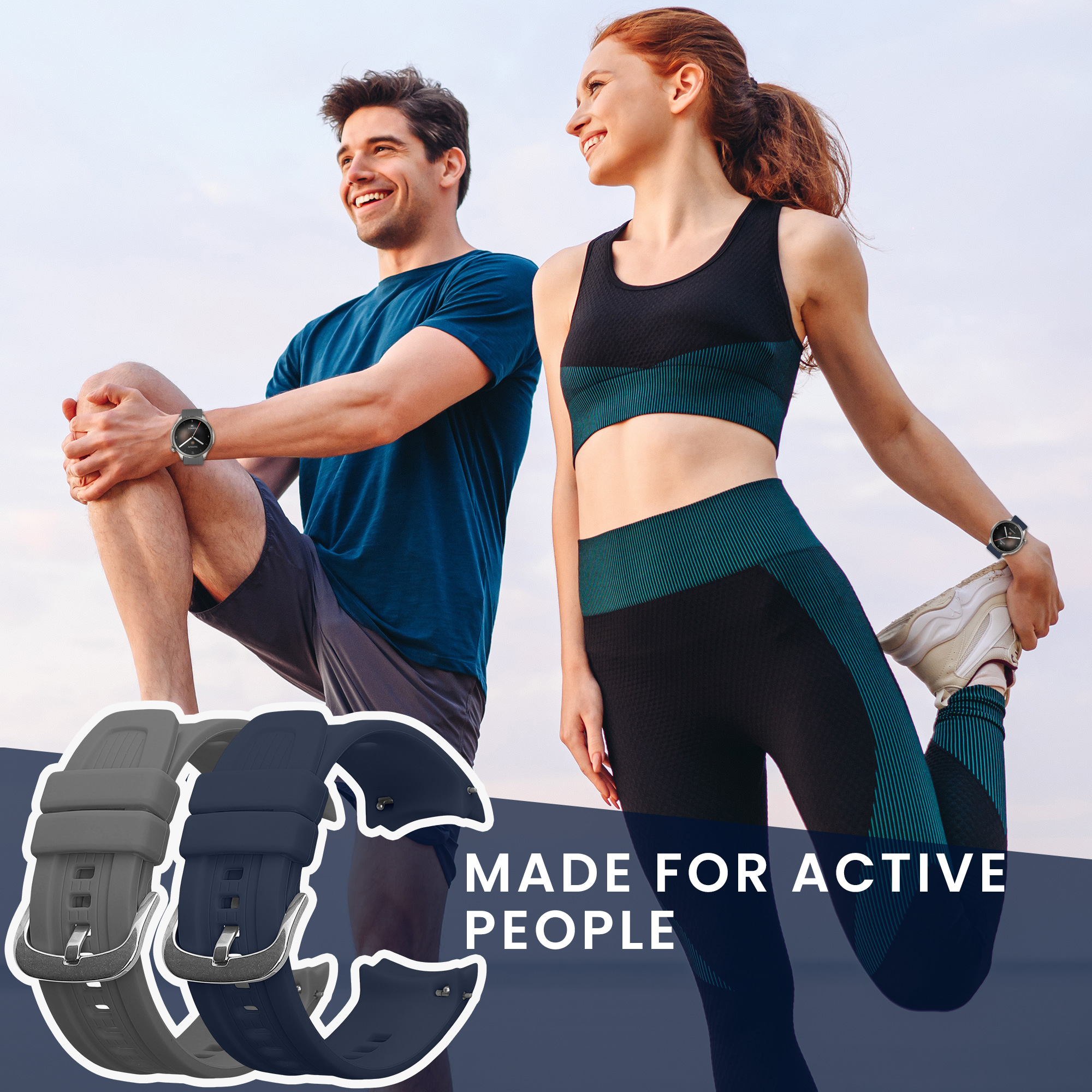 Řemínky pro Huami Amazfit Balance A2286 kwmobile silikonové - tmavě modrá / šedá