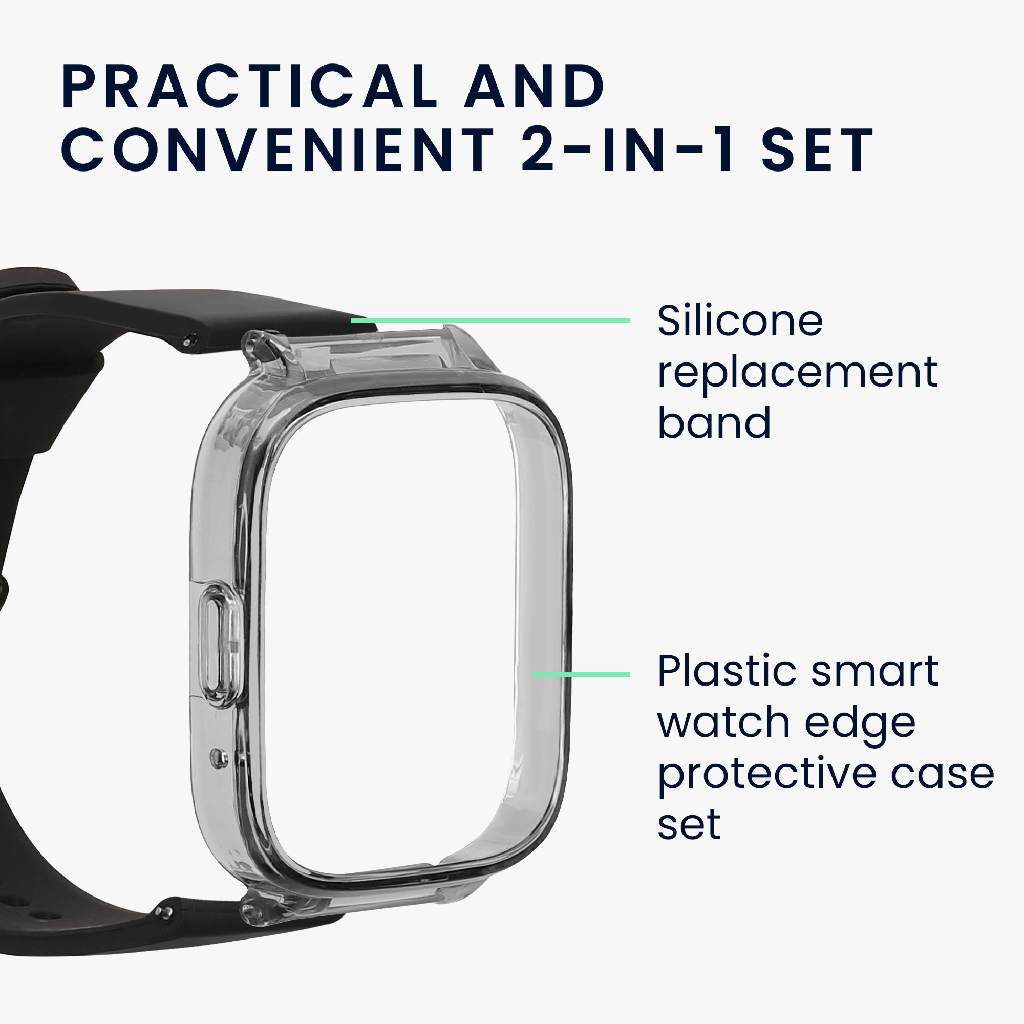 kwmobile řemínek k hodinkám Redmi Watch 3 Active - 2-in-1 set silicone band cover soft černá.
