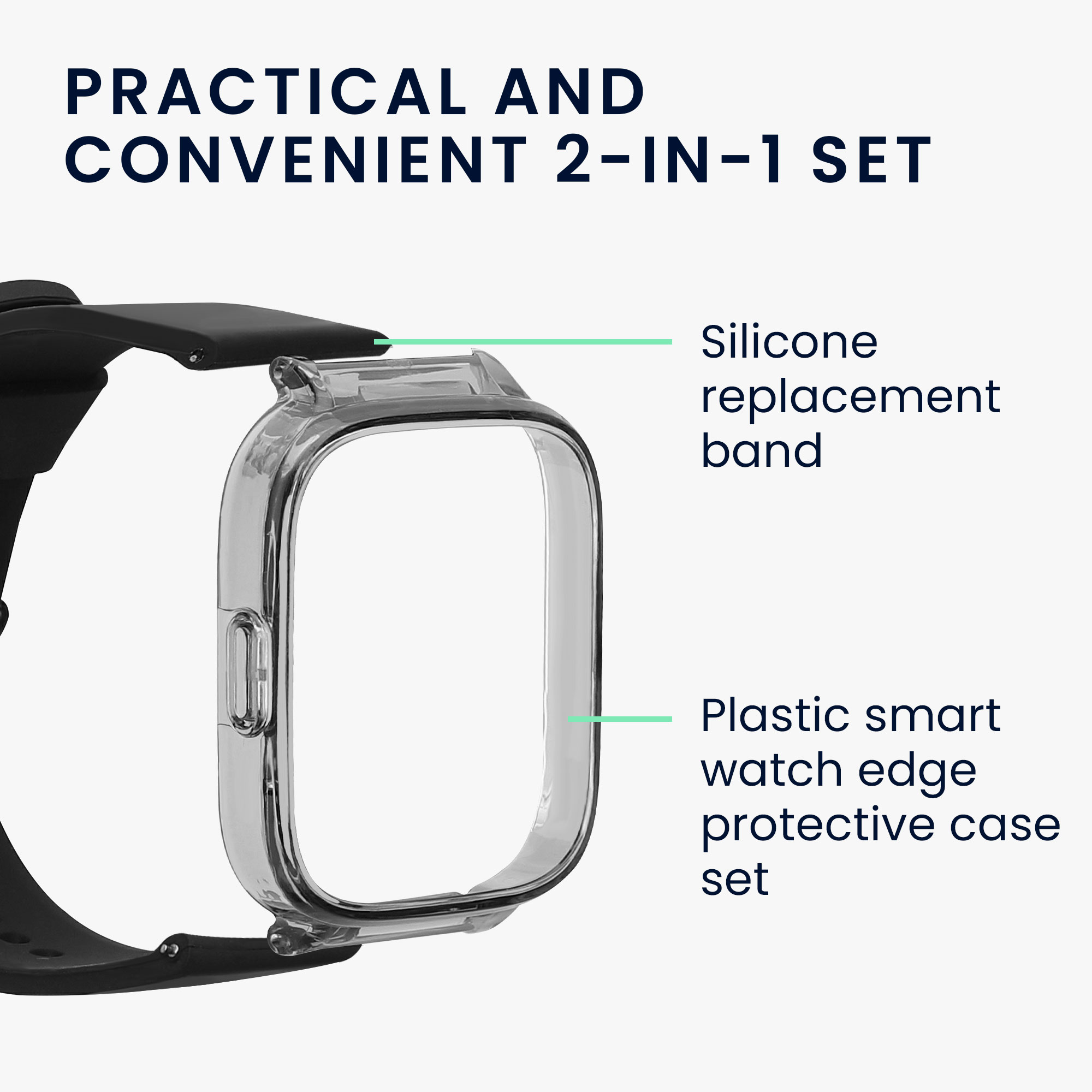 kwmobile řemínek k hodinkám Redmi Watch 2 Lite - 2-in-1 set silicone band cover soft černá.