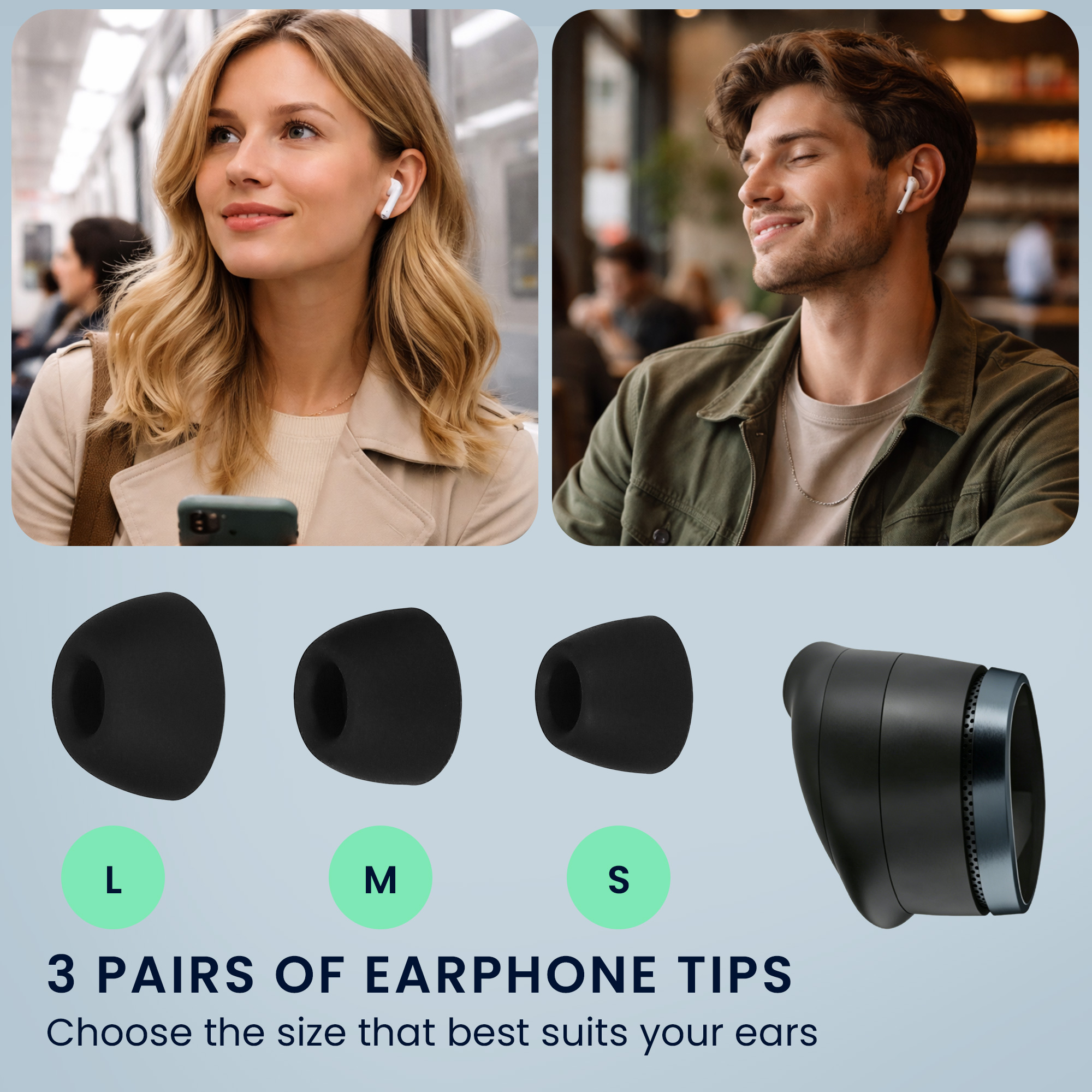 Náhradní špunty do sluchátek Bowers & Wilkins Pi8 kwmobile - černá