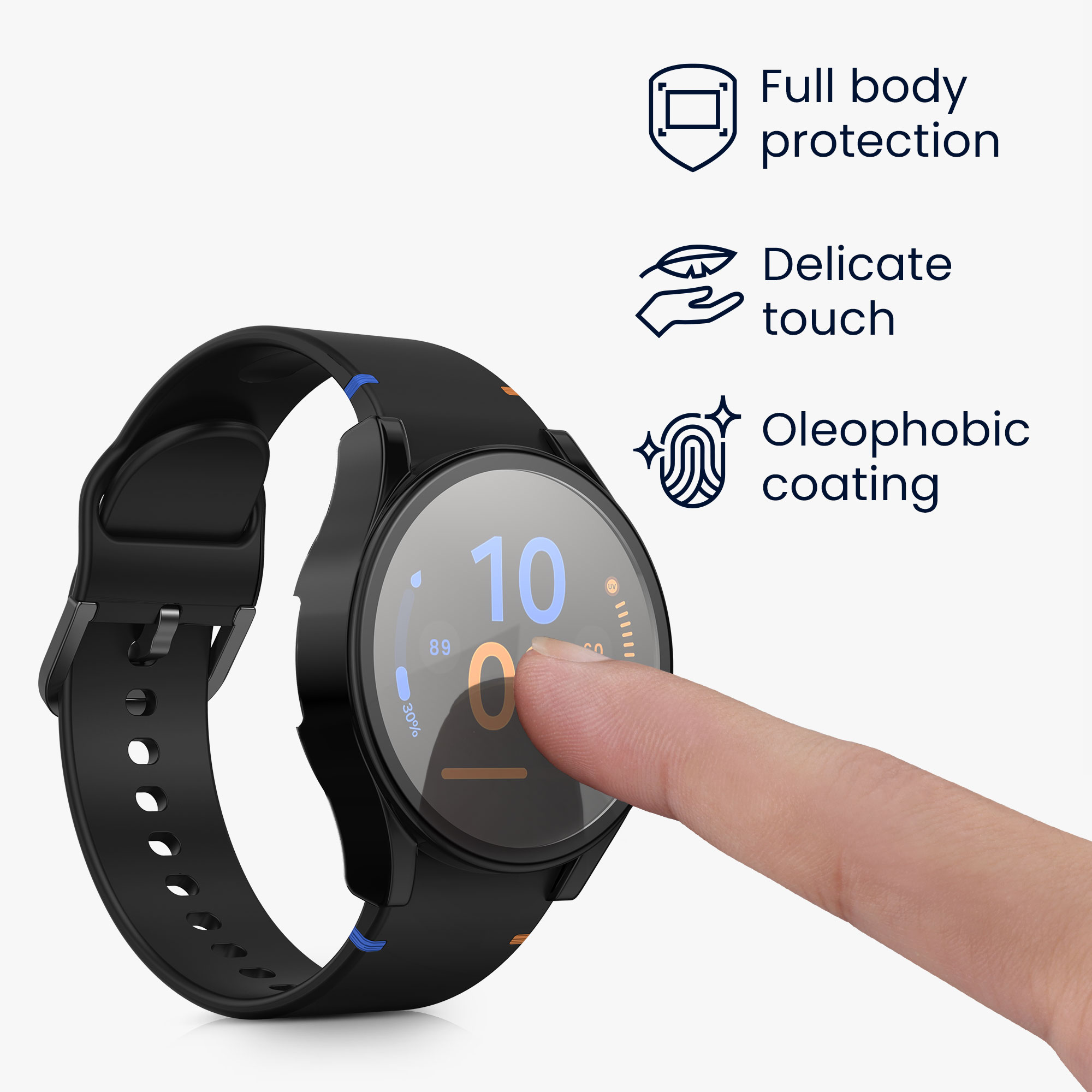 2x Ochranná fólie na hodinky Galaxy Watch FE 40mm kwmobile černý/stříbrný
