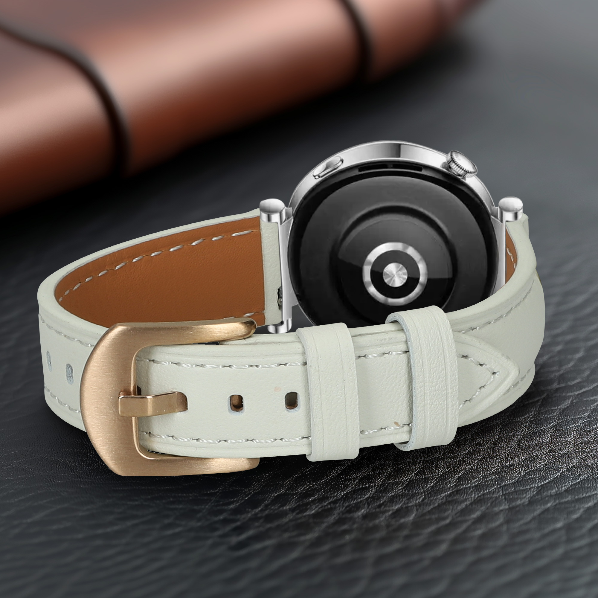 Kožený řemínek Huawei Watch GT5 41mm bílá/hnědá kwmobile