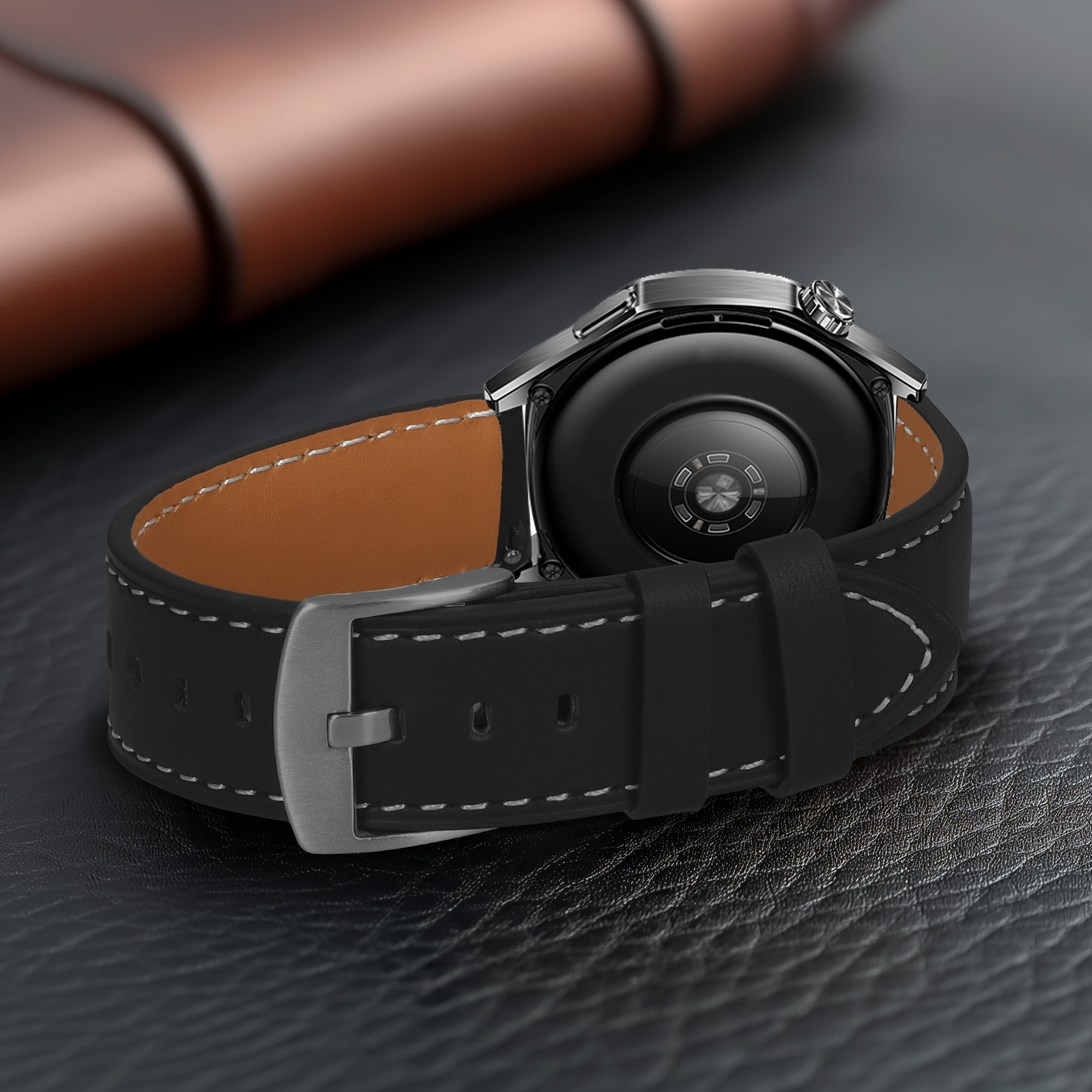 Kožený řemínek Huawei Watch GT5 46mm černá/hnědá kwmobile