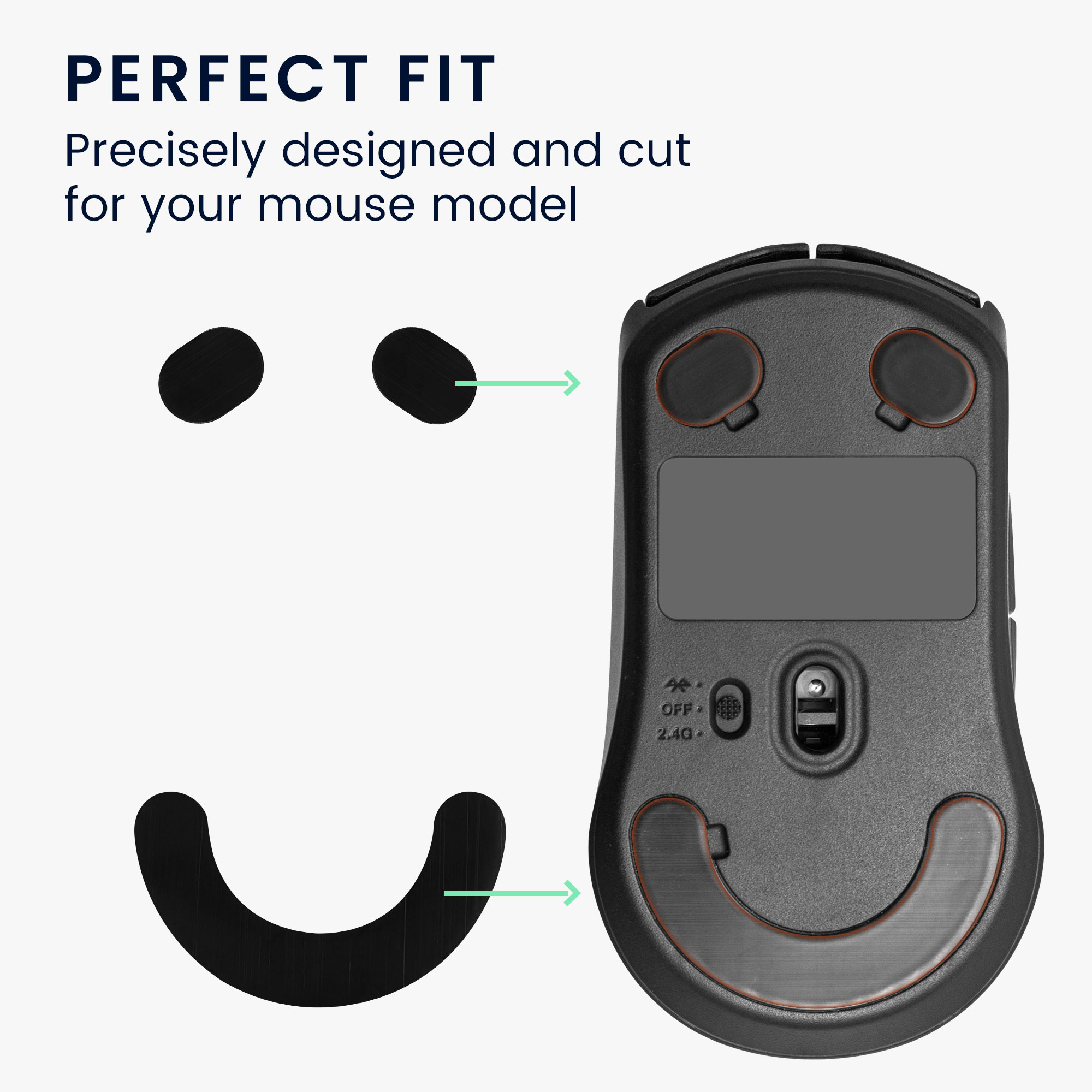Náhradní kluzáky pro myš SteelSeries Rival 3 Computer Mouse Skates Sticker kwmobile - černá