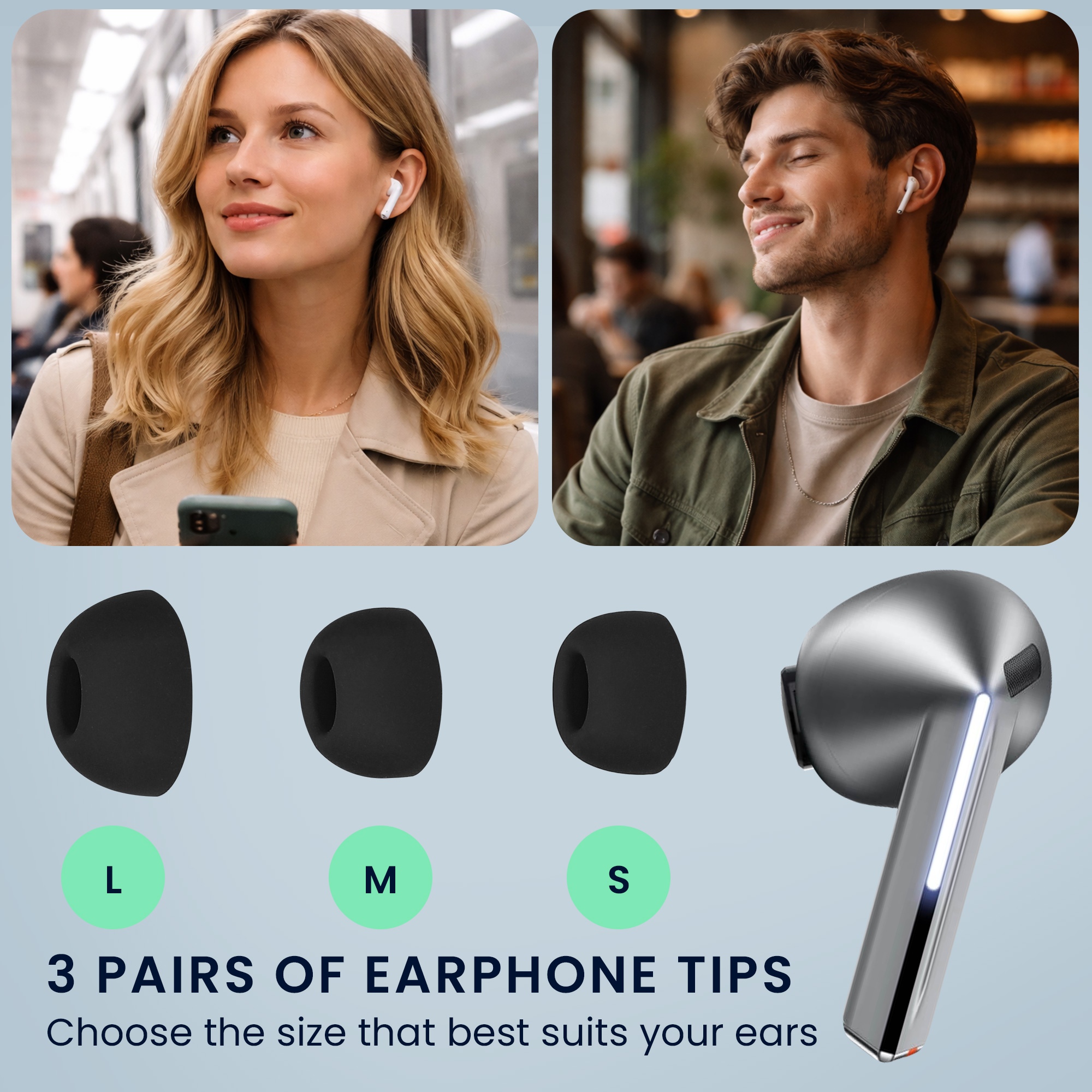 Silikonové špuntíky Samsung Galaxy Buds 3 Pro / Galaxy Buds 4 Pro kwmobile 6 ks černý