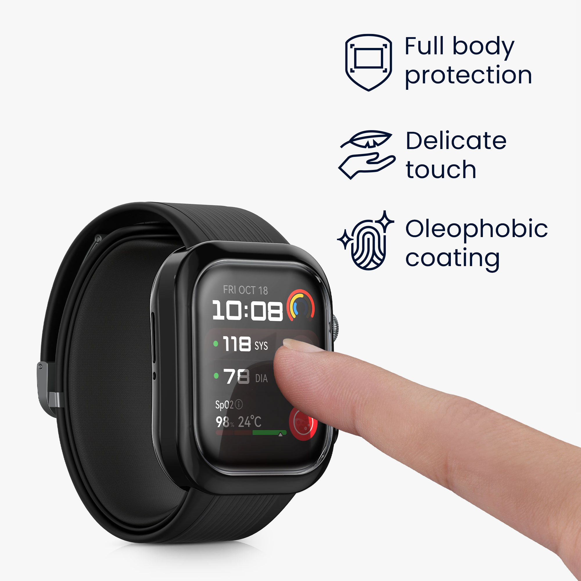 2x obal s ochranným sklem pro Huawei Watch D2 kwmobile silikonové - černá / stříbrná