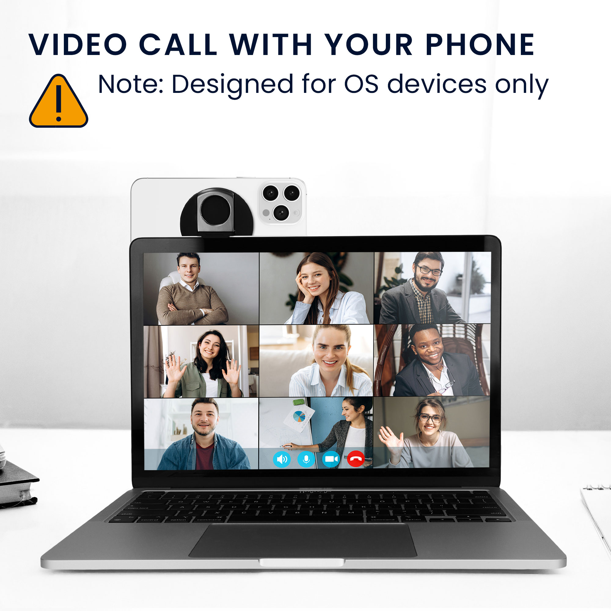 Držák telefonu k notebooku kwmobile pro Apple Macbook OS Ventura / iOS 16 iPhone 16 15 14 13 12, černá