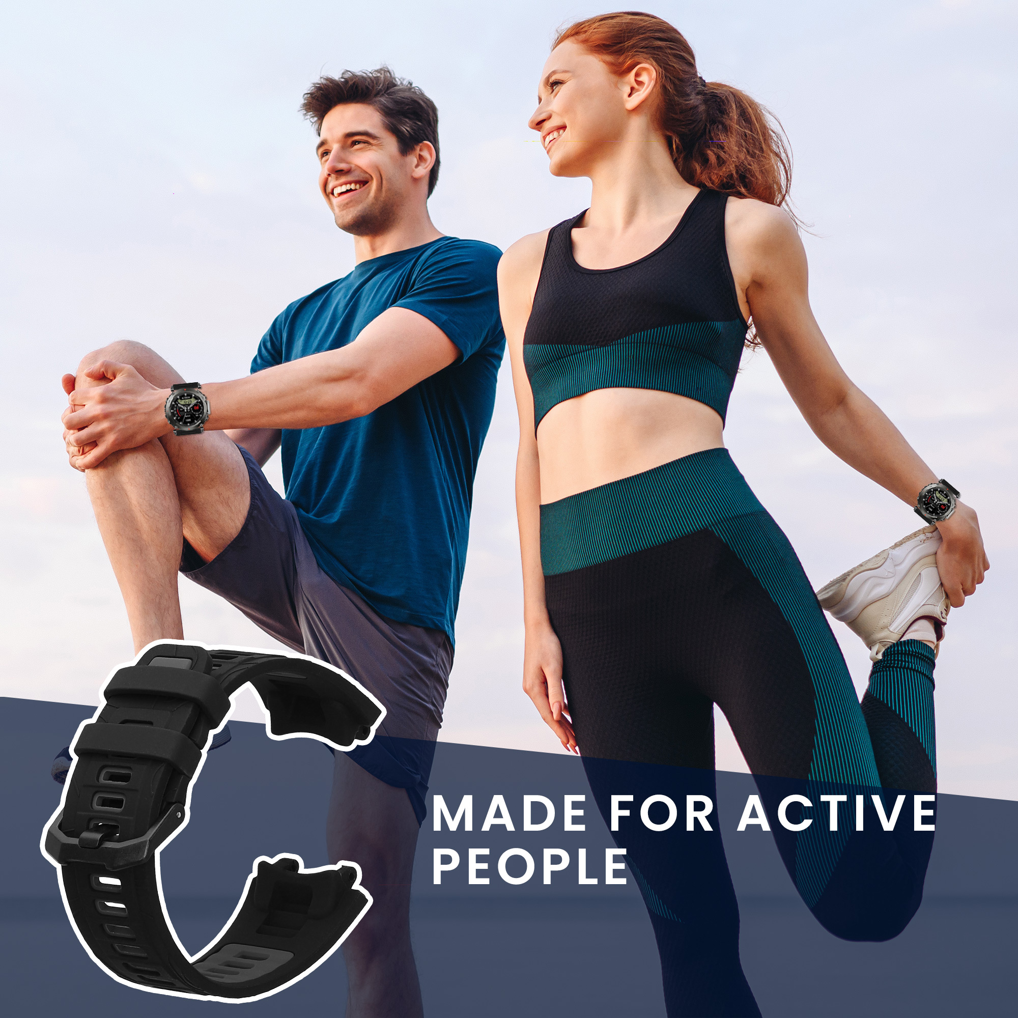 Řemínek pro Amazfit T-Rex 3 kwmobile silikonové - černá / šedá