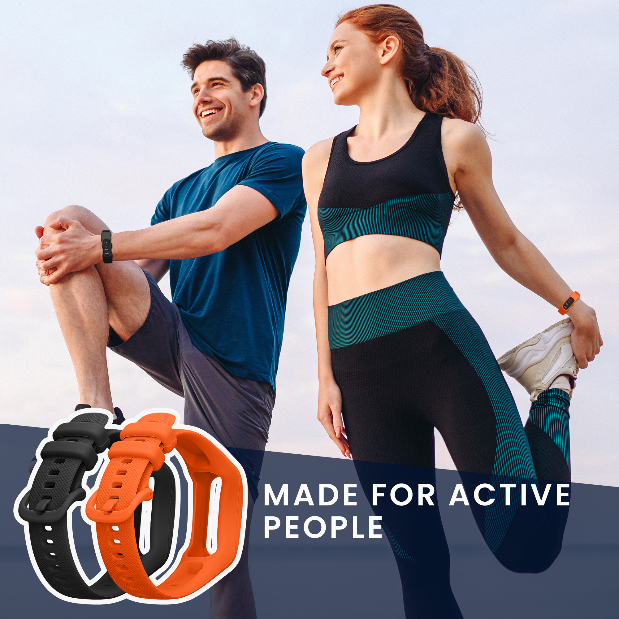 Řemínky pro Garmin vivosmart 5 / Smart 5 kwmobile silikonové - černá / oranžová