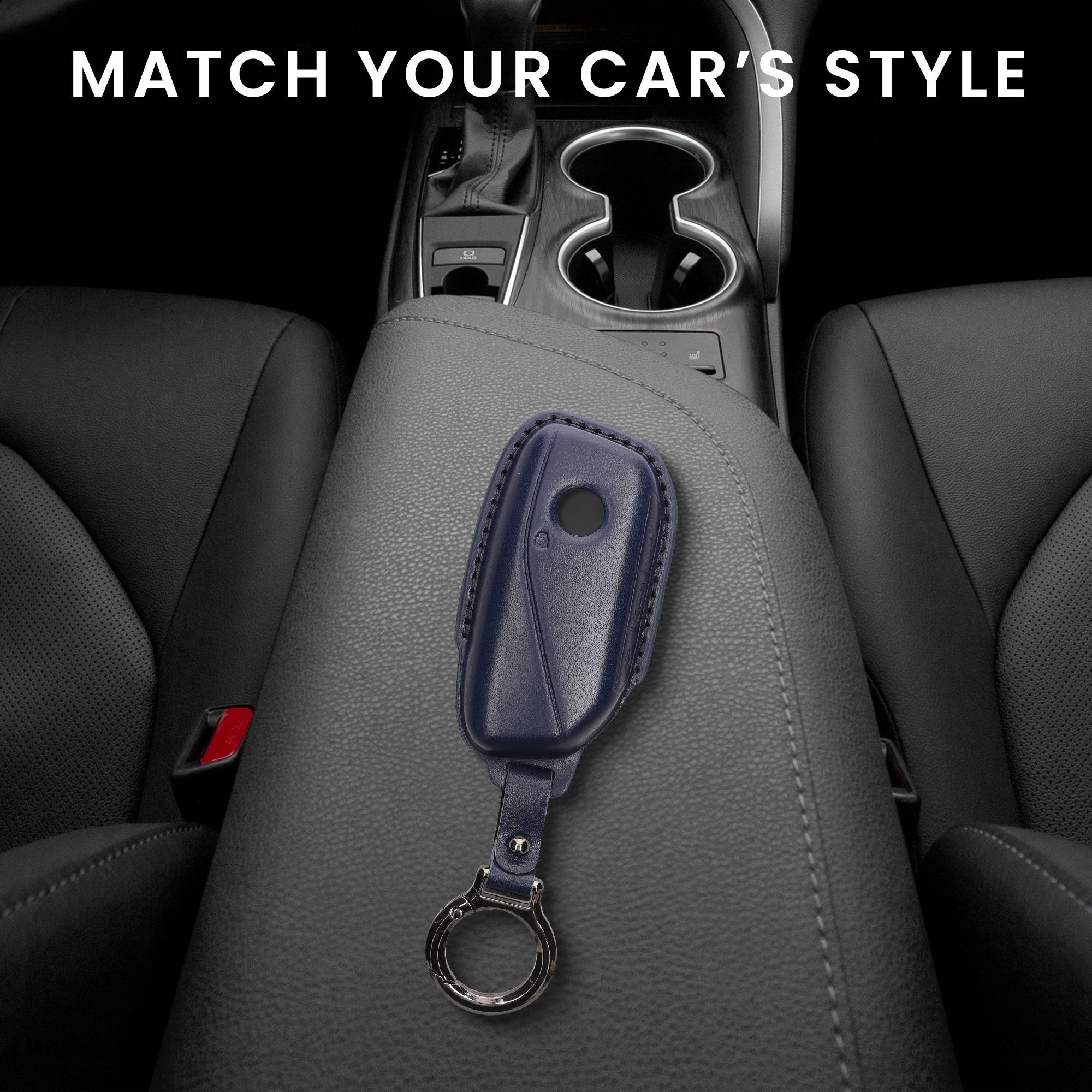 Kožené pouzdro na klíč od auta BMW X7/X1/iX 4 tlačítka tmavě modré