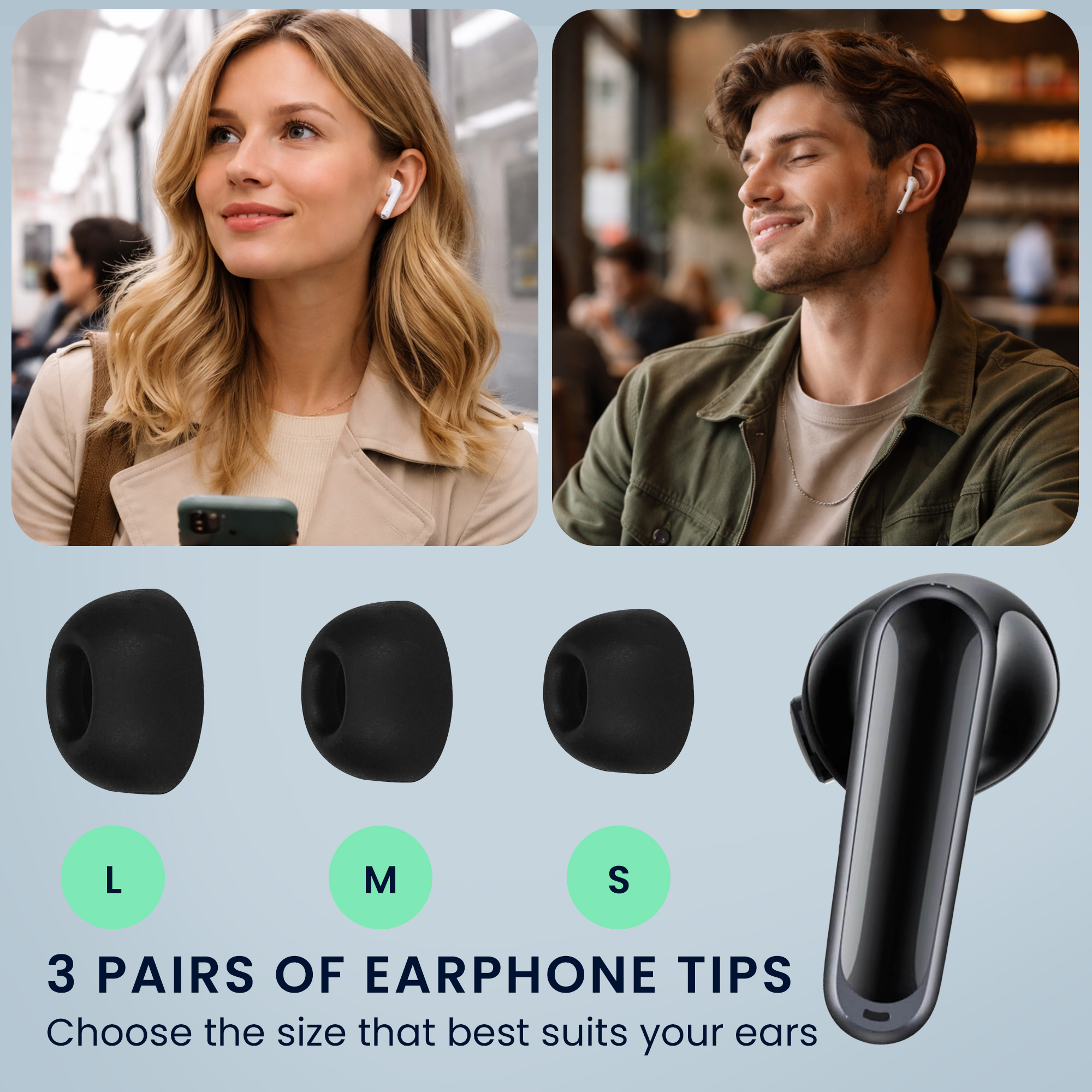 Špunty do sluchátek 6 ks Anker Soundcore P40i / Soundcore P20i kwmobile - černá