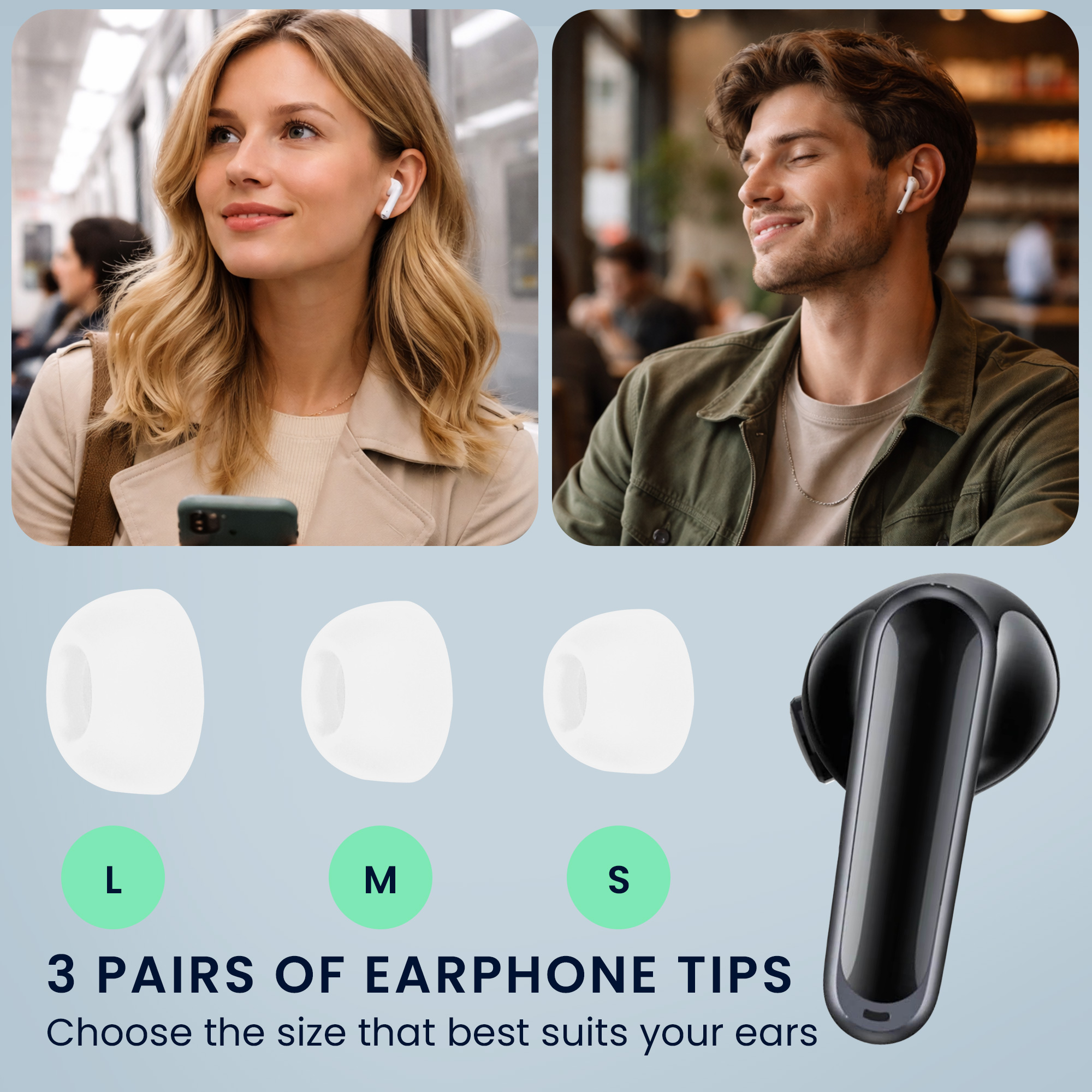 Špunty do sluchátek 6 ks Anker Soundcore P40i / Soundcore P20i kwmobile - bílá